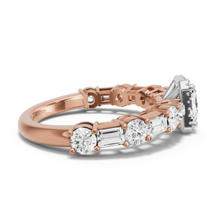 Image for Radiant Pave Halo Ring with Alternating Baguette band