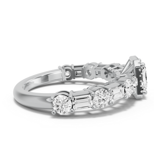 Image for Radiant Pave Halo Ring with Alternating Baguette band
