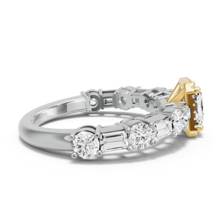 Image for Radiant Pave Halo Ring with Alternating Baguette band