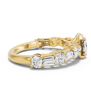 Image for Radiant Pave Halo Ring with Alternating Baguette band