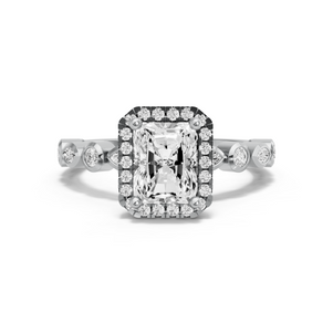 Image for Radiant Pave Halo Ring with Alternating Marquise band in 950 Platinum