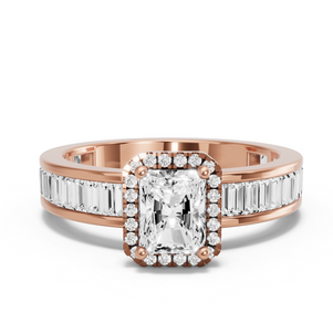 Image for Radiant Pave Halo Ring with Baguette Channel band