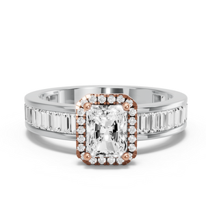 Image for Radiant Pave Halo Ring with Baguette Channel band