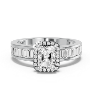 Image for Radiant Pave Halo Ring with Baguette Channel band