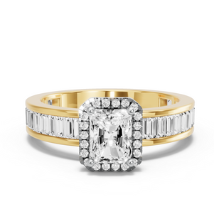 Image for Radiant Pave Halo Ring with Baguette Channel band