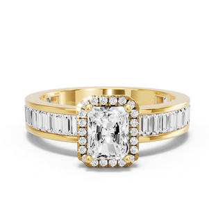 Image for Radiant Pave Halo Ring with Baguette Channel band