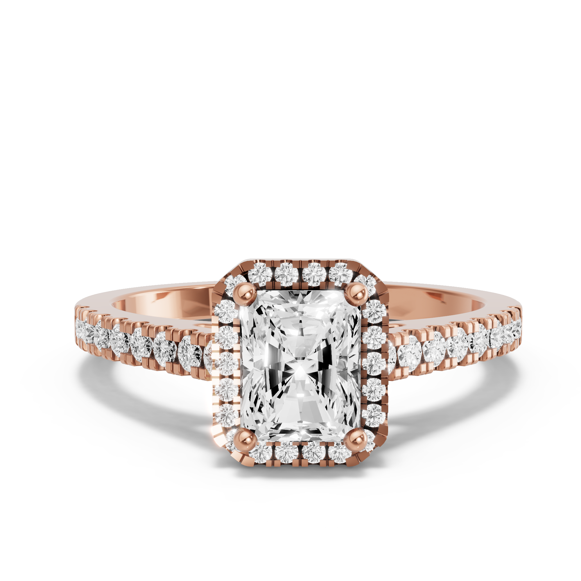 Image for Radiant Pave Halo Ring with Cathedral Pave band