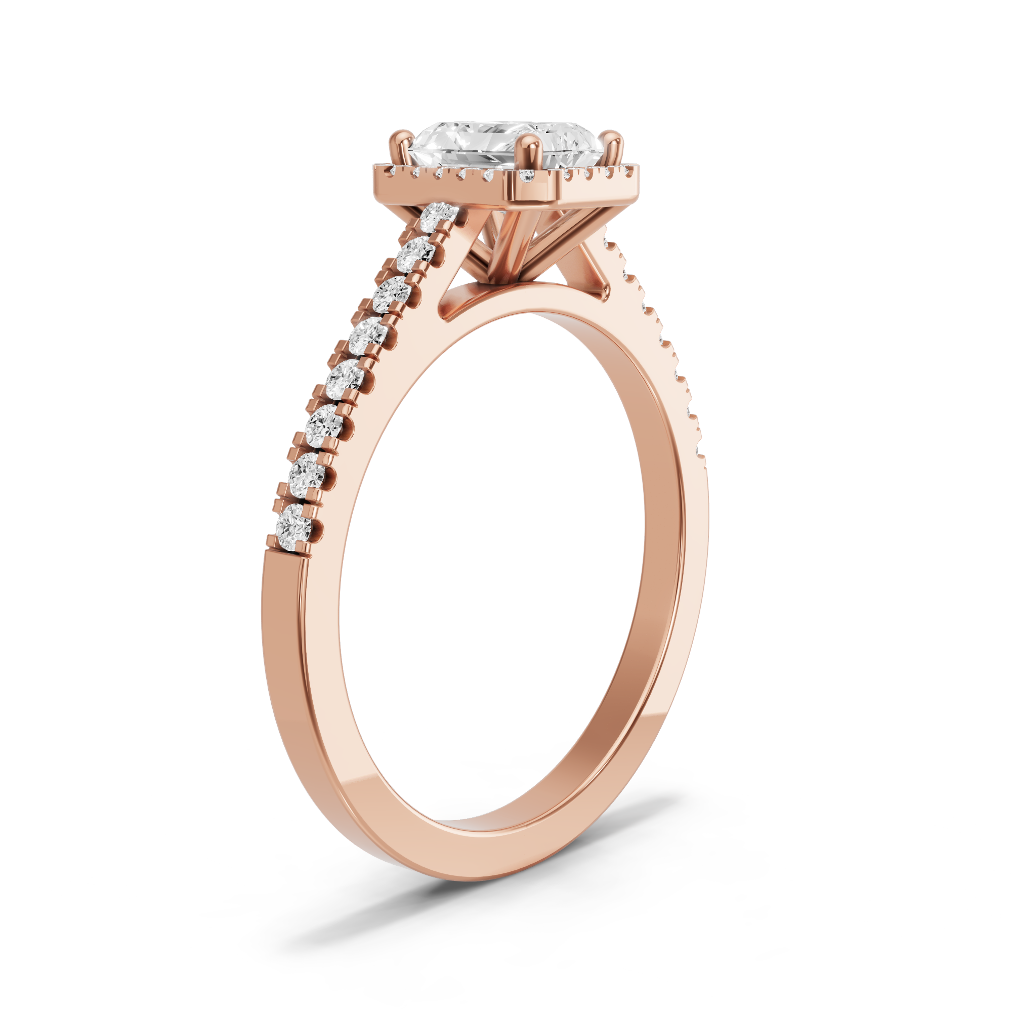 Image for Radiant Pave Halo Ring with Cathedral Pave band
