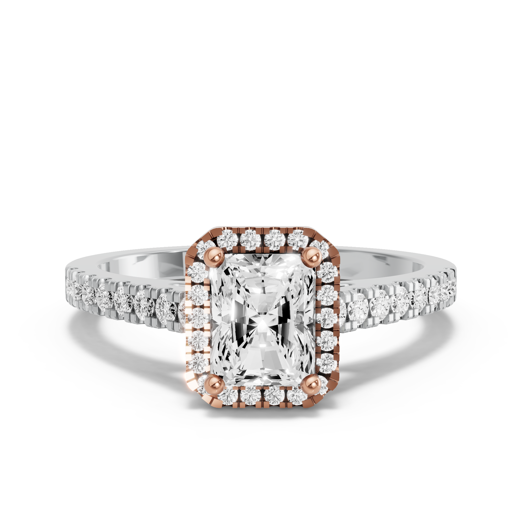 Image for Radiant Pave Halo Ring with Cathedral Pave band