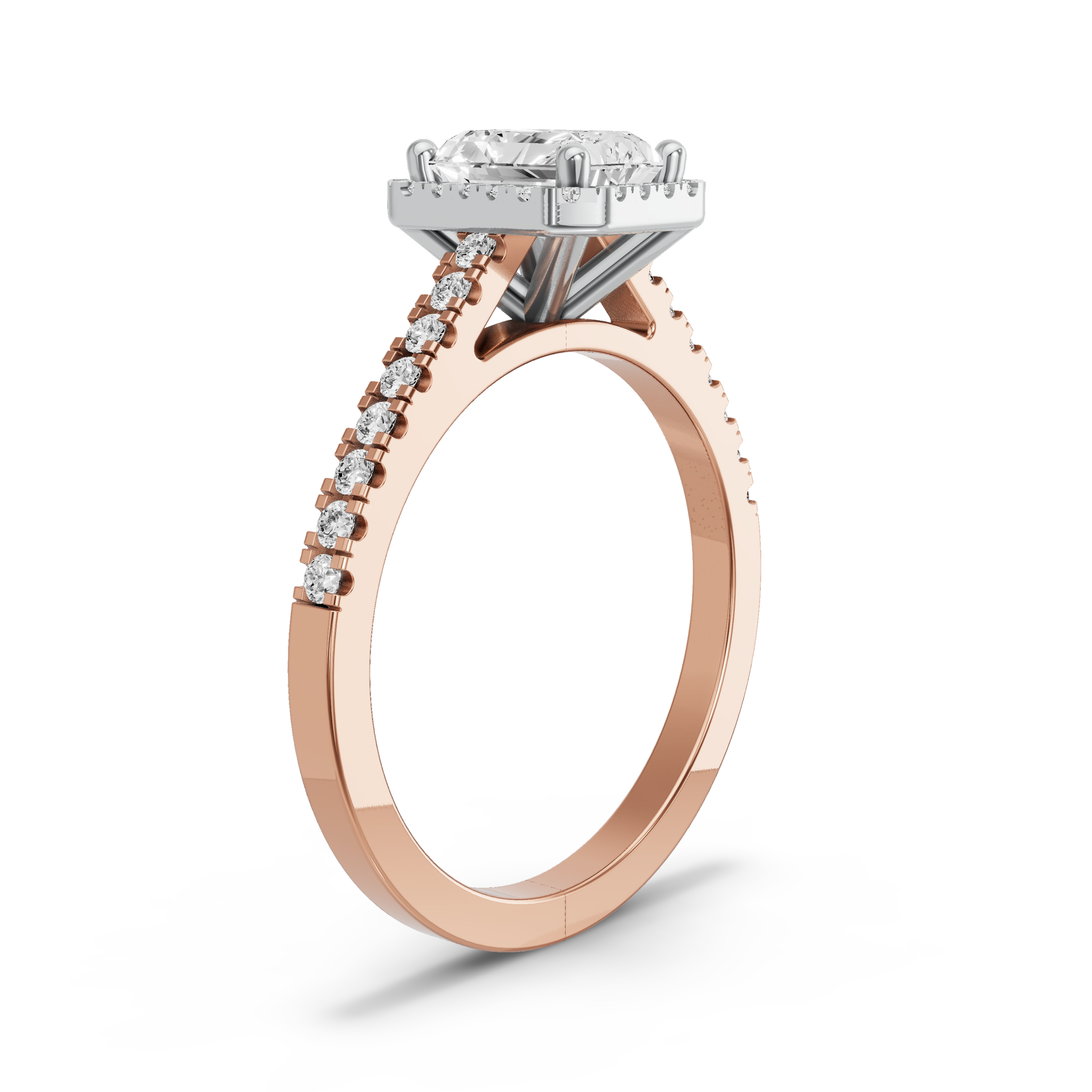 Image for Radiant Pave Halo Ring with Cathedral Pave band