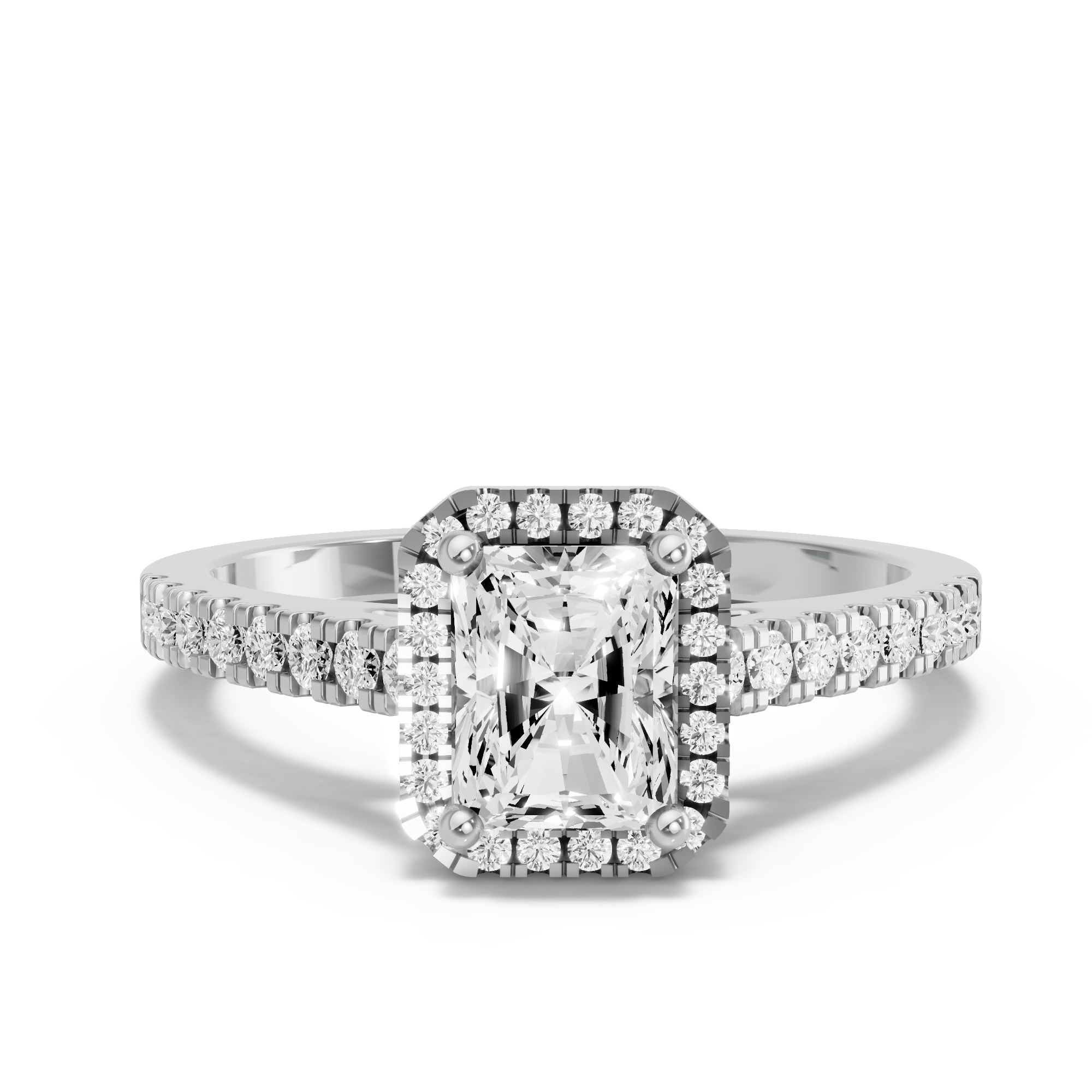 Image for Radiant Pave Halo Ring with Cathedral Pave band