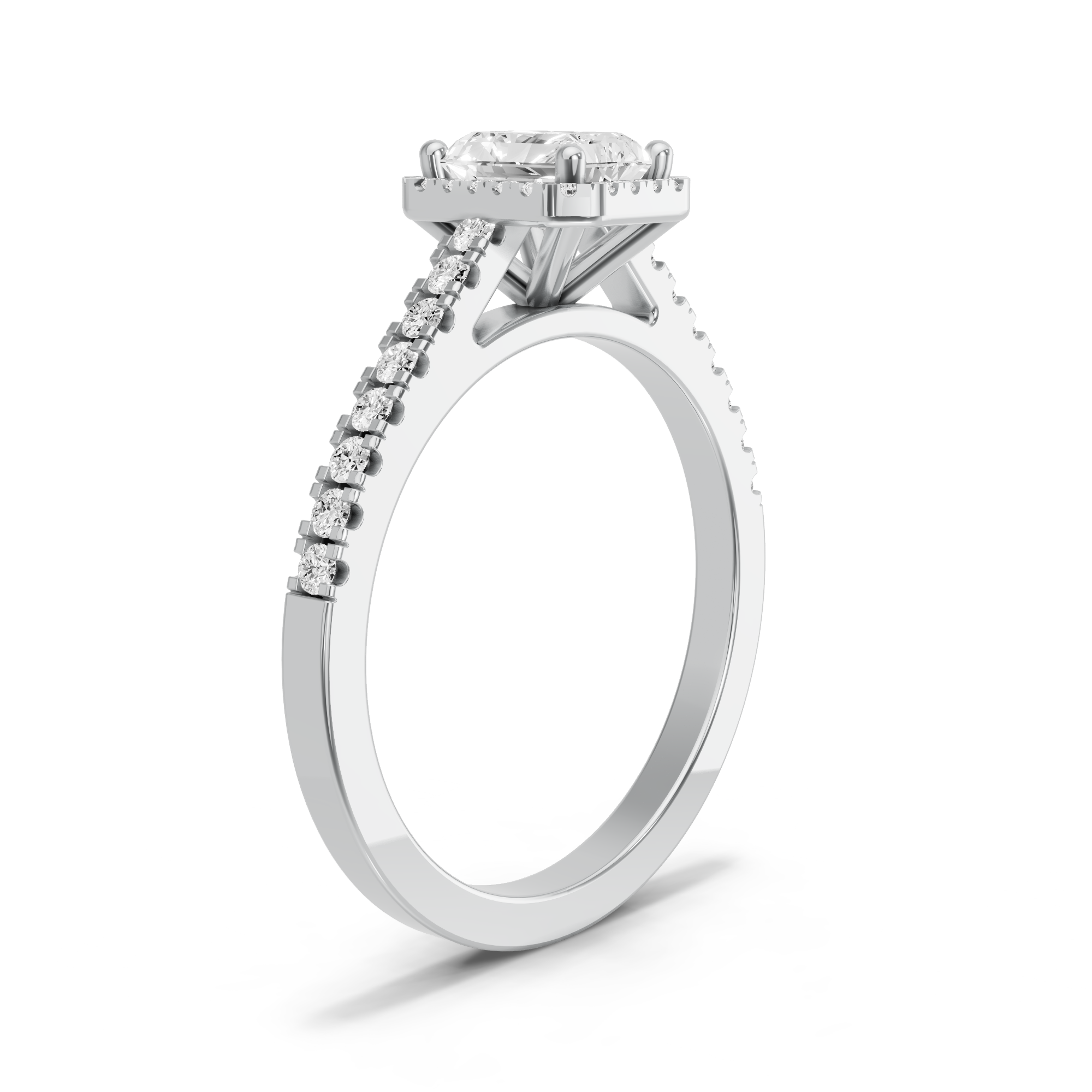 Image for Radiant Pave Halo Ring with Cathedral Pave band