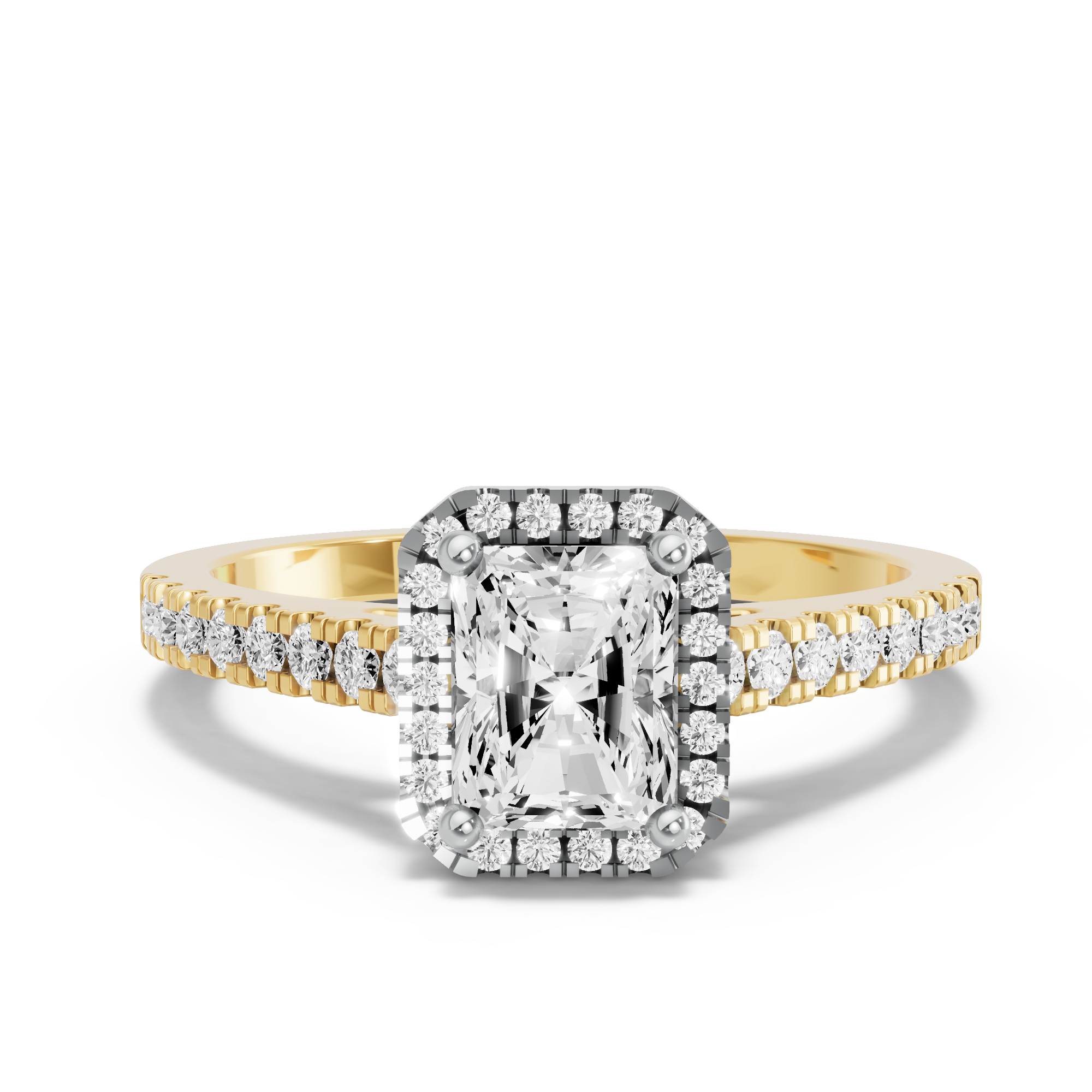 Image for Radiant Pave Halo Ring with Cathedral Pave band