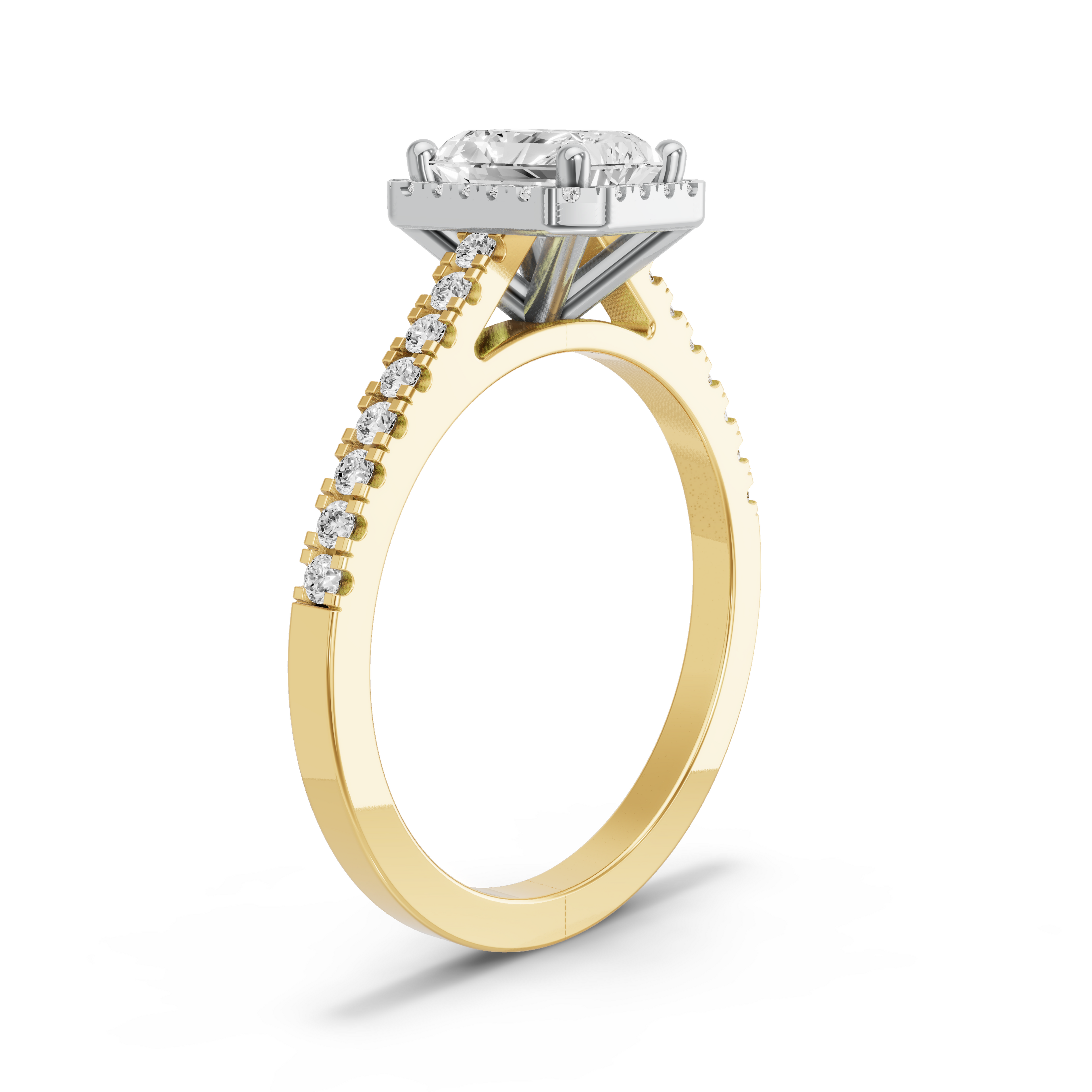 Image for Radiant Pave Halo Ring with Cathedral Pave band