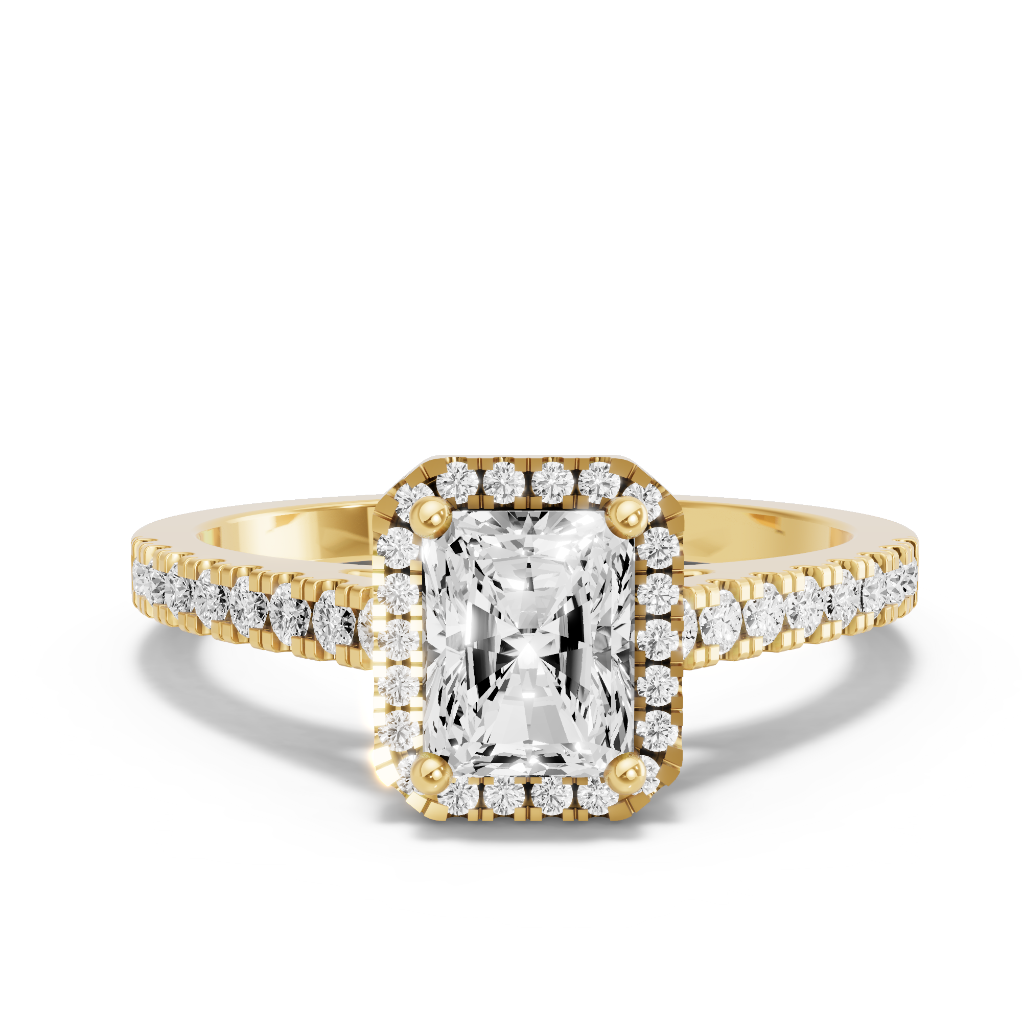 Image for Radiant Pave Halo Ring with Cathedral Pave band