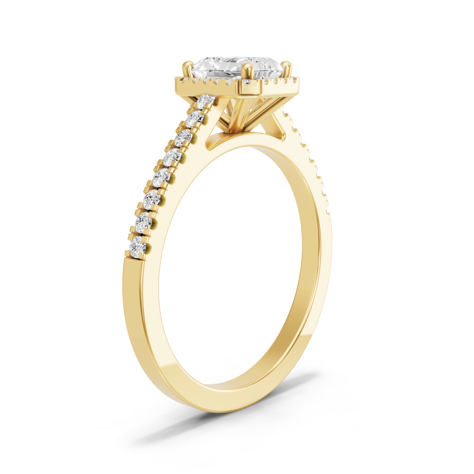 Image for Radiant Pave Halo Ring with Cathedral Pave band