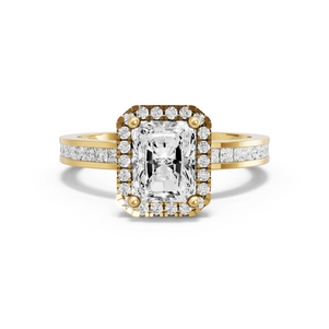 Image for Radiant Pave Halo Ring with Channel band in 18K Yellow Gold
