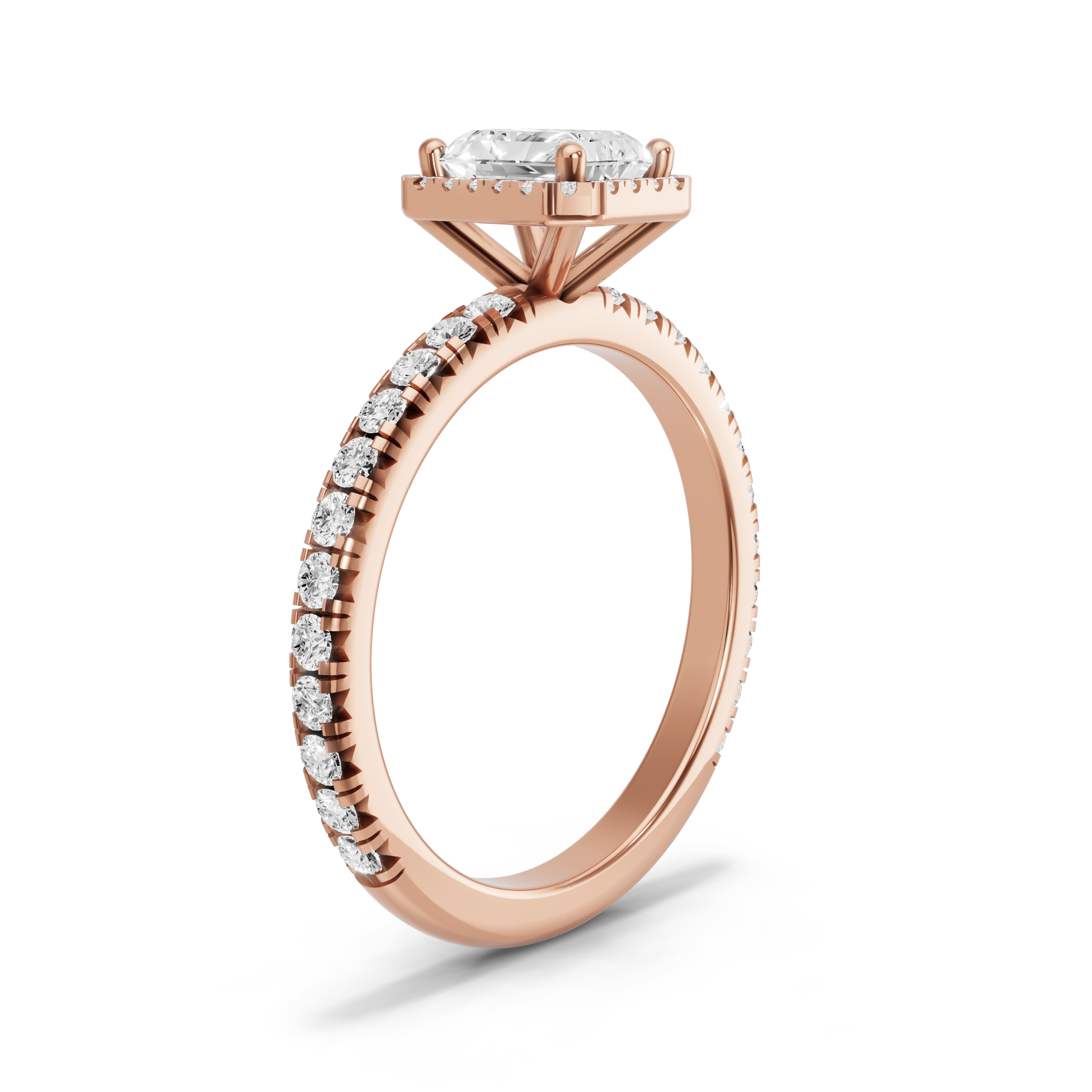 Image for Radiant Pave Halo Ring with French Pave band