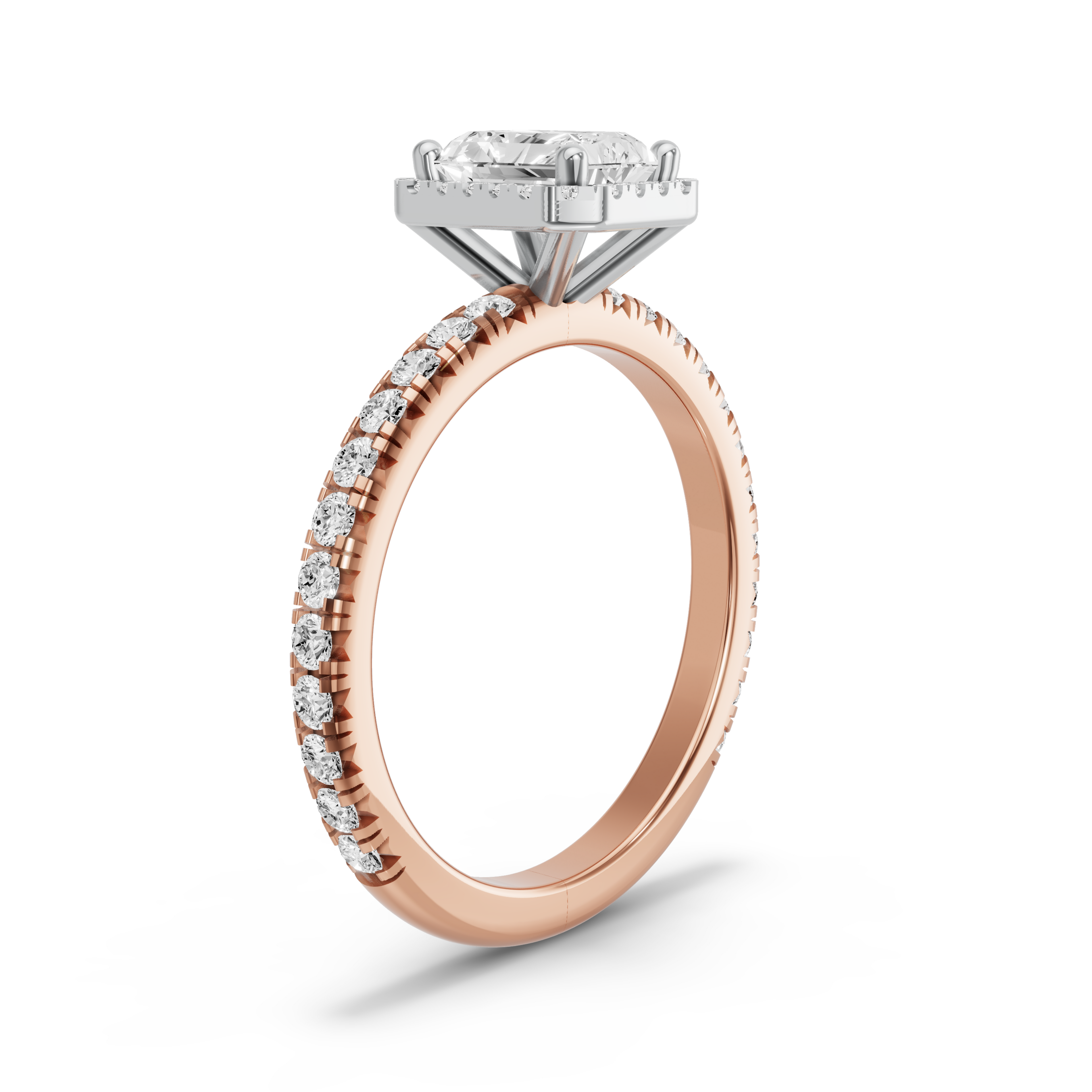 Image for Radiant Pave Halo Ring with French Pave band
