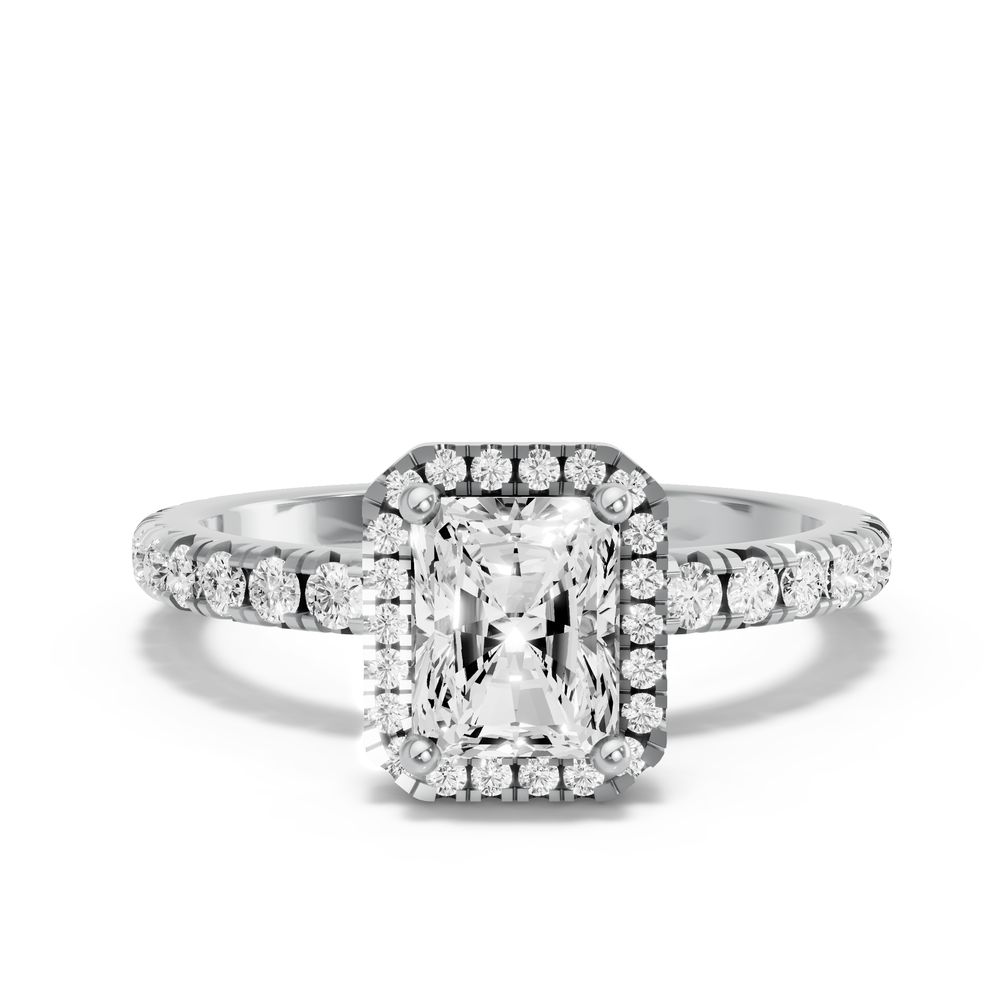 Image for Radiant Pave Halo Ring with French Pave band
