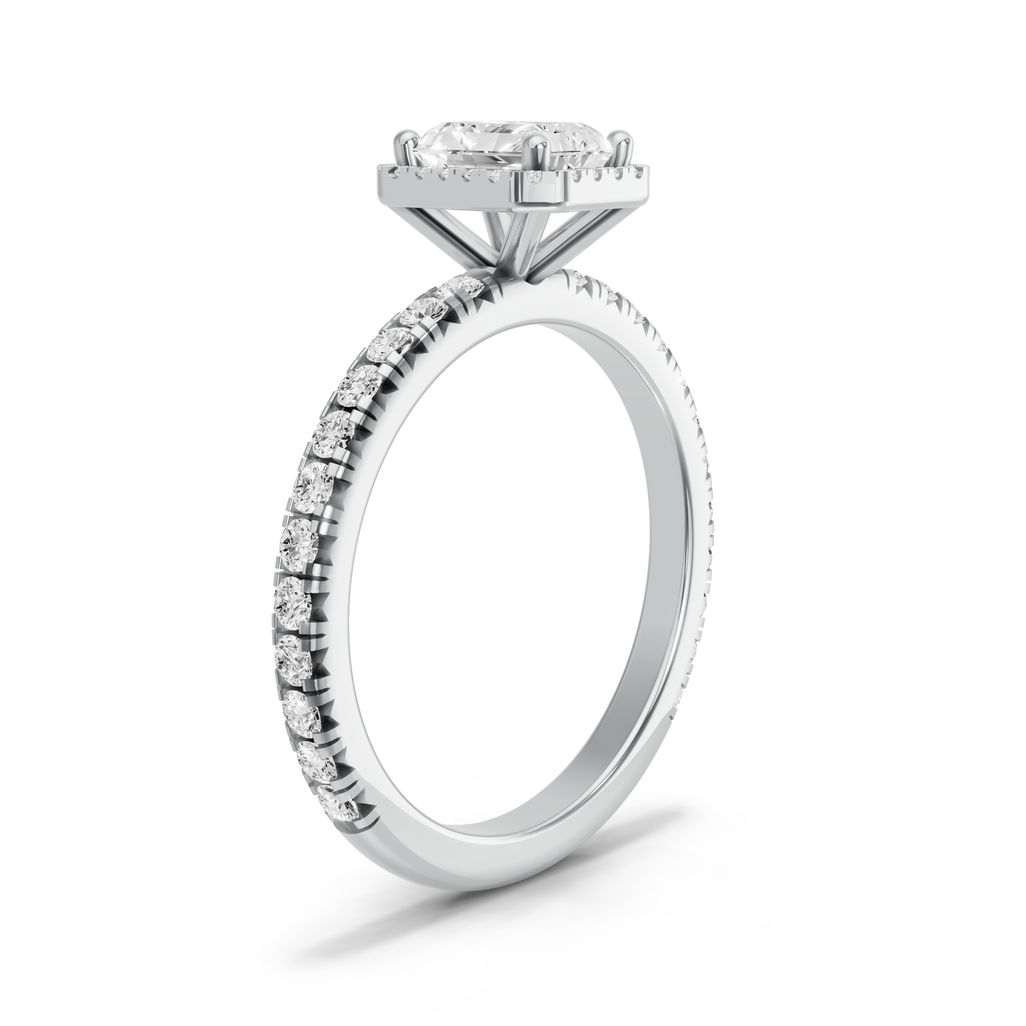 Image for Radiant Pave Halo Ring with French Pave band