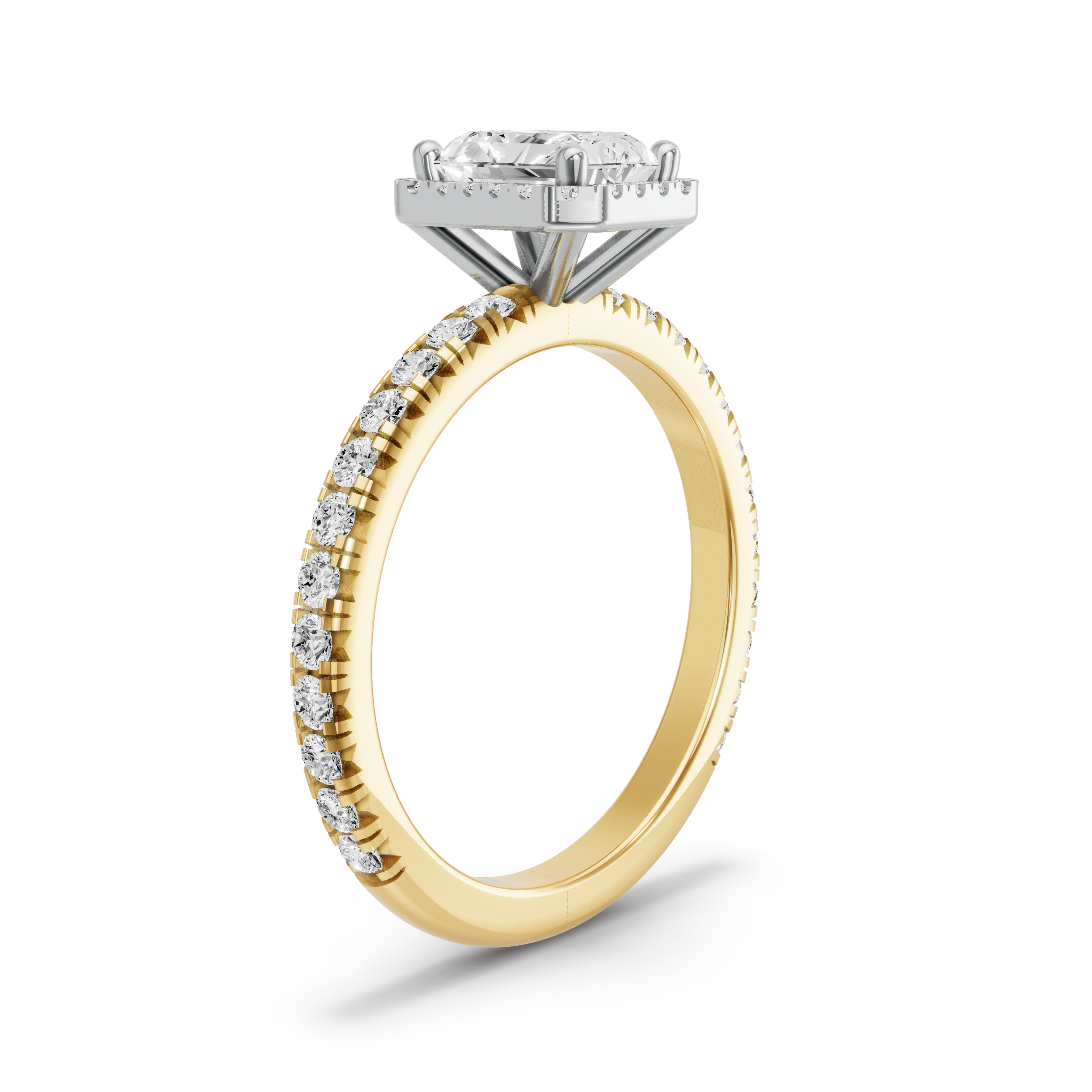 Image for Radiant Pave Halo Ring with French Pave band
