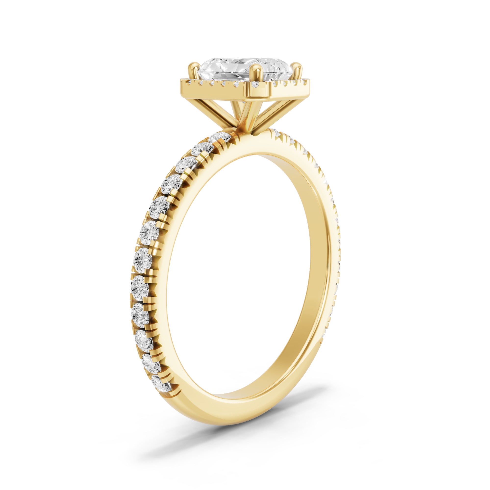 Image for Radiant Pave Halo Ring with French Pave band