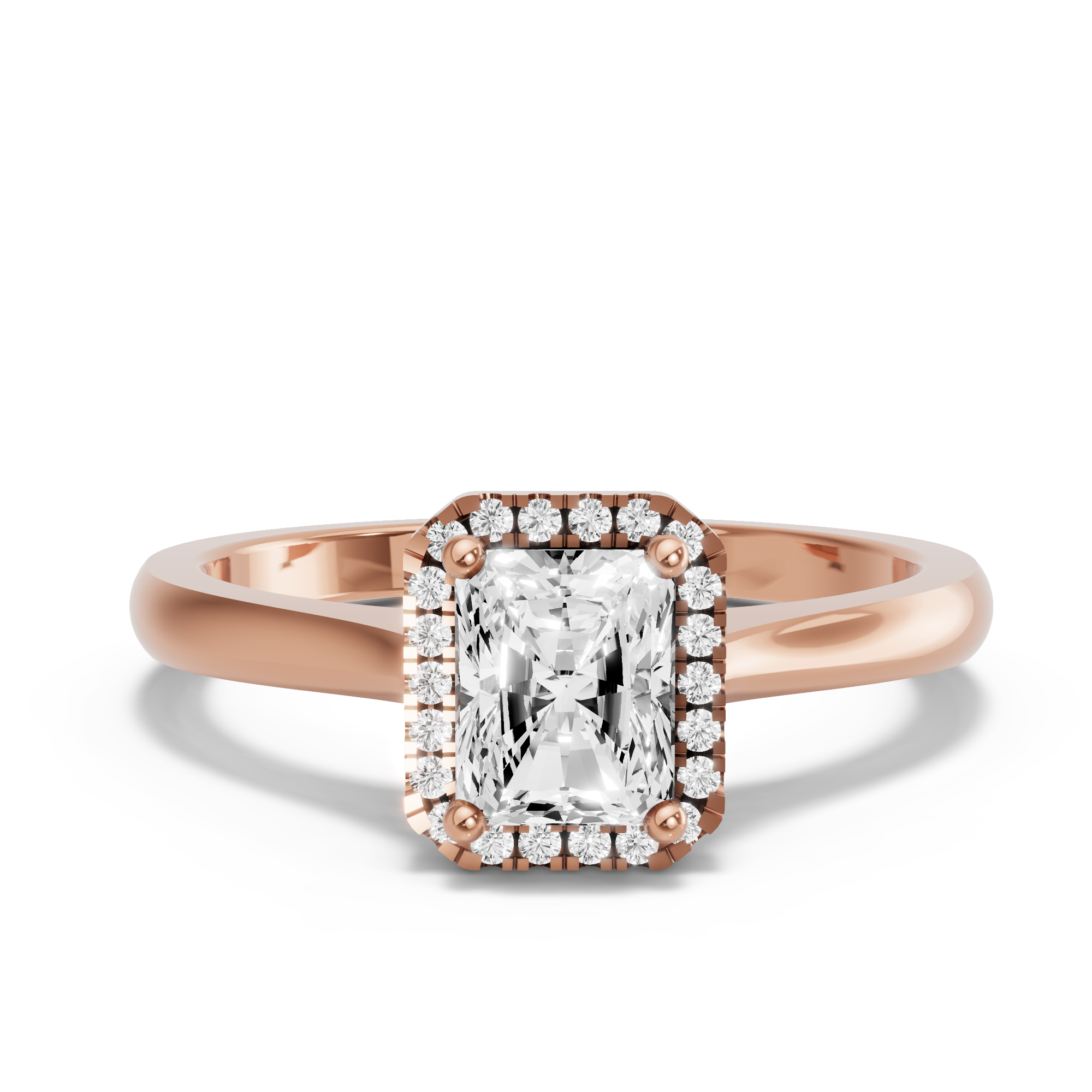 Image for Radiant Pave Halo Ring with Knife Edge Cathedral band
