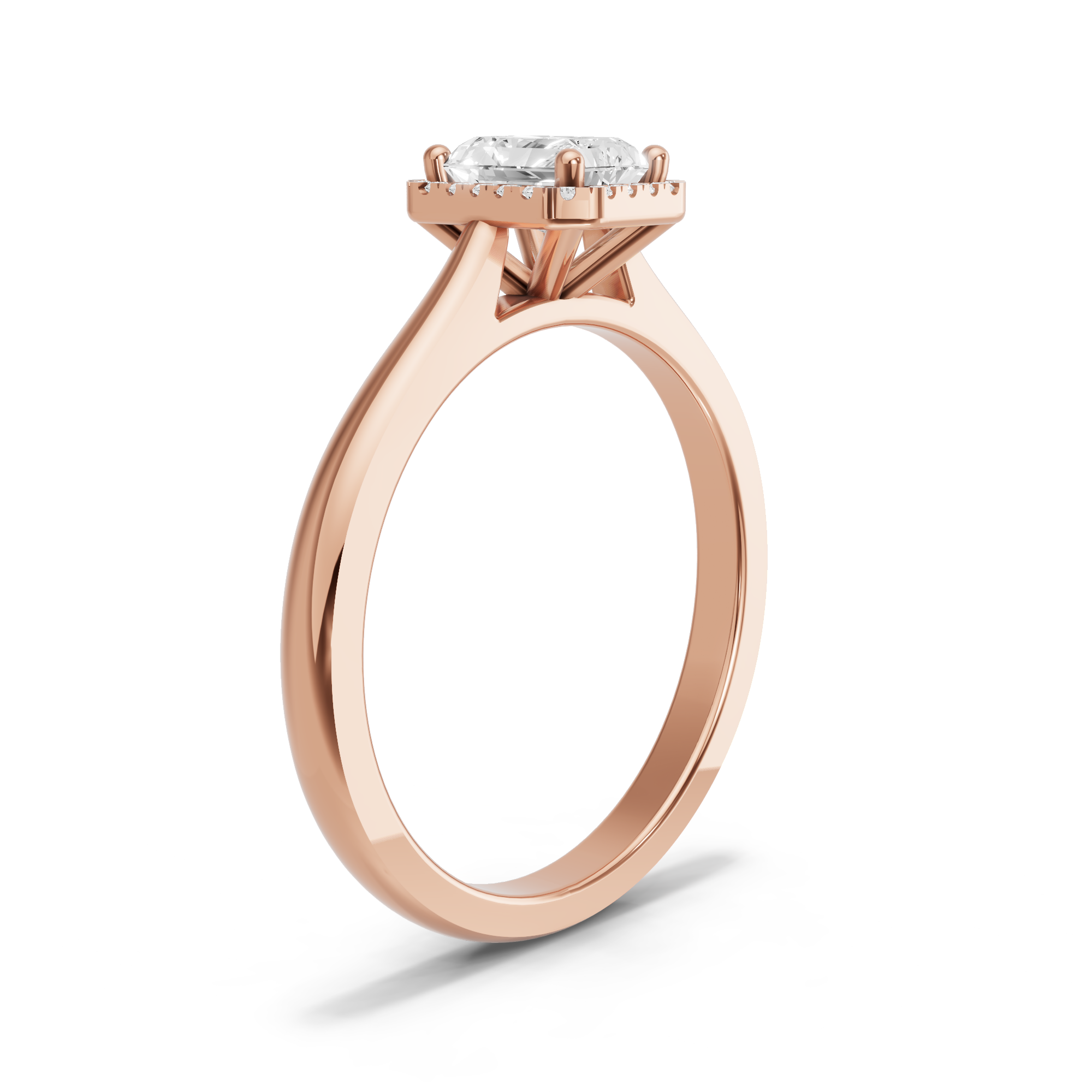 Image for Radiant Pave Halo Ring with Knife Edge Cathedral band