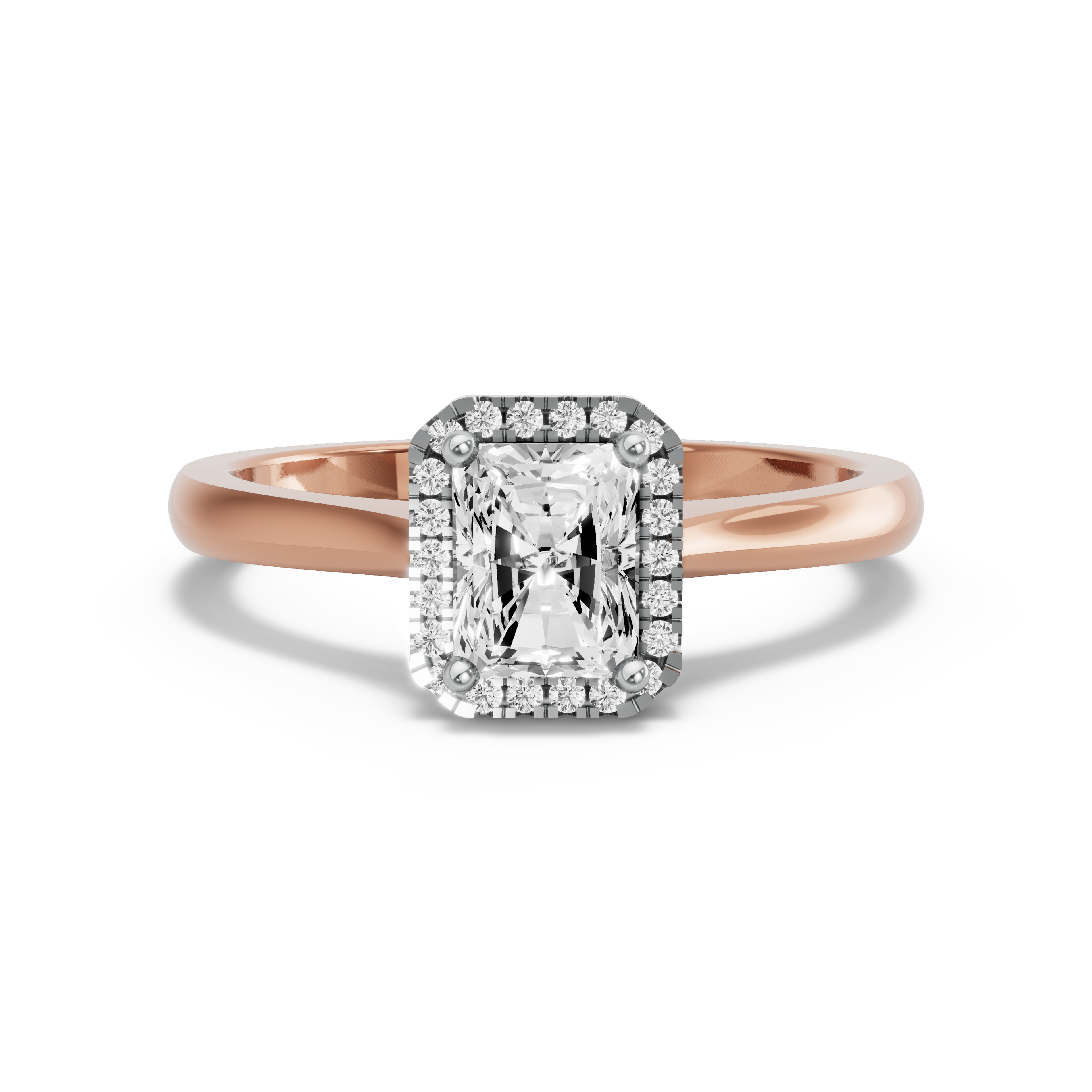 Image for Radiant Pave Halo Ring with Knife Edge Cathedral band