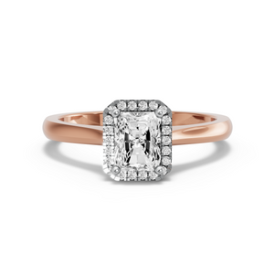 Image for Radiant Pave Halo Ring with Knife Edge Cathedral band