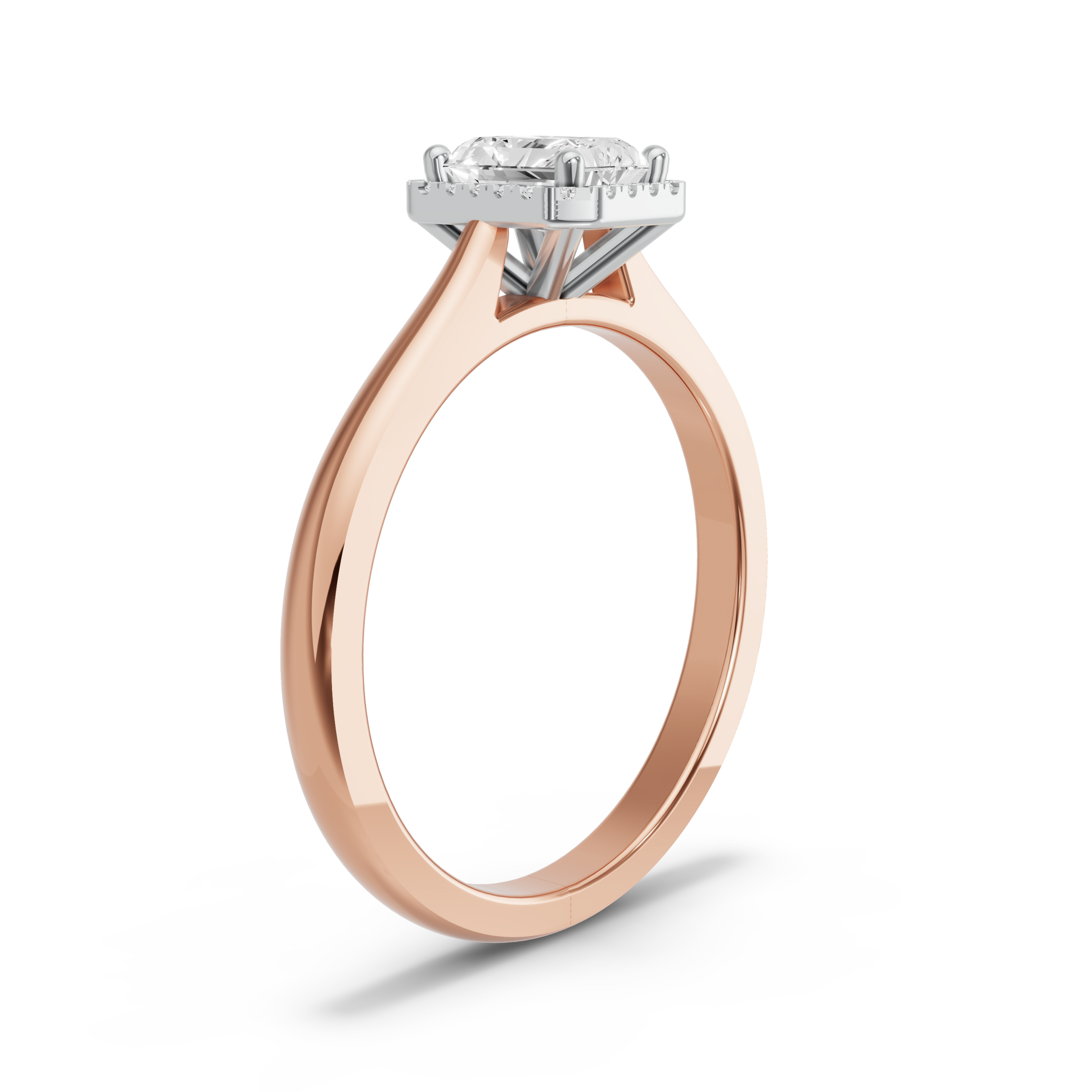 Image for Radiant Pave Halo Ring with Knife Edge Cathedral band