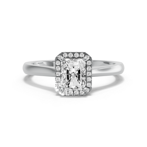 Image for Radiant Pave Halo Ring with Knife Edge Cathedral band in 950 Platinum
