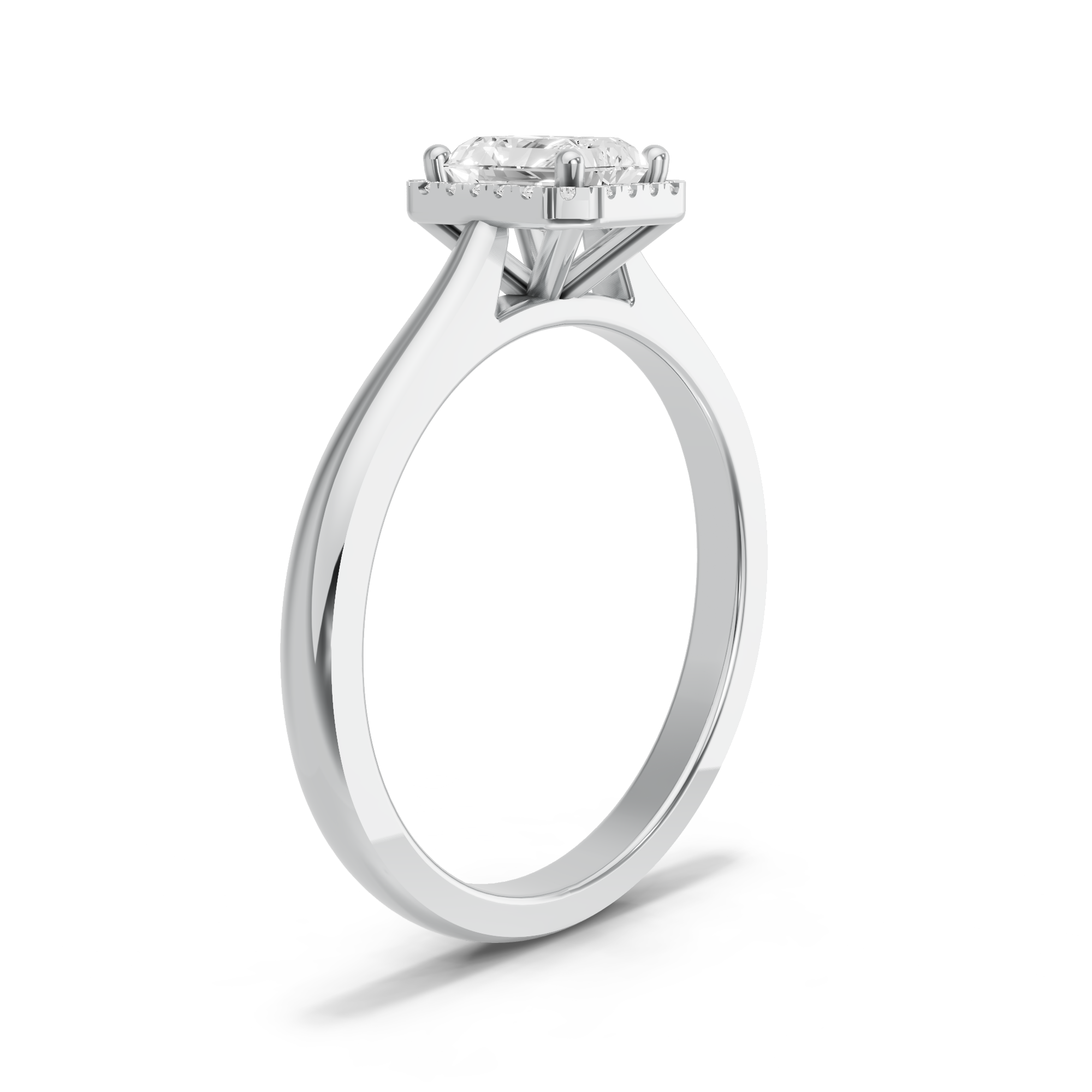 Image for Radiant Pave Halo Ring with Knife Edge Cathedral band