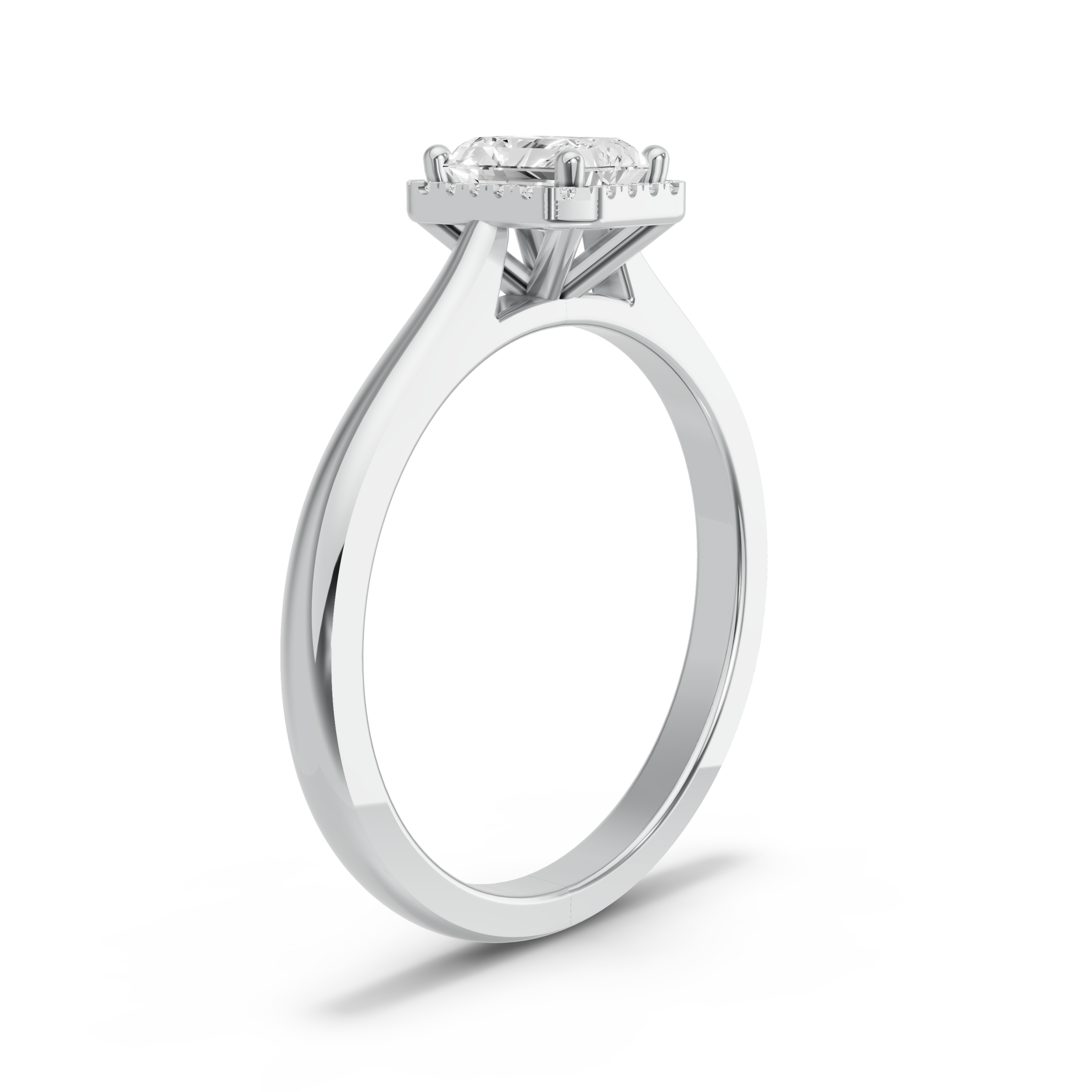 Image for Radiant Pave Halo Ring with Knife Edge Cathedral band in 18K Two Tone Rose Gold