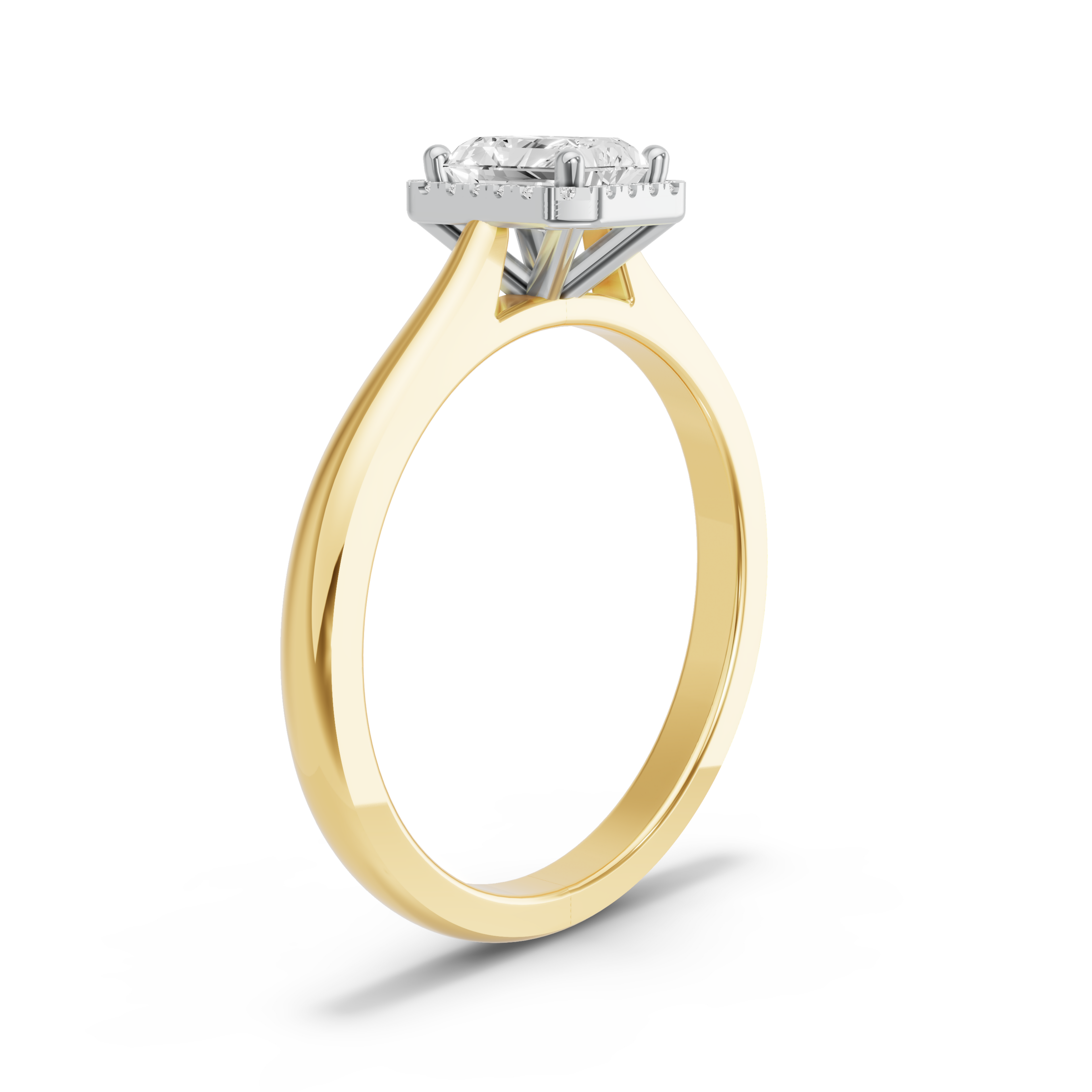Image for Radiant Pave Halo Ring with Knife Edge Cathedral band