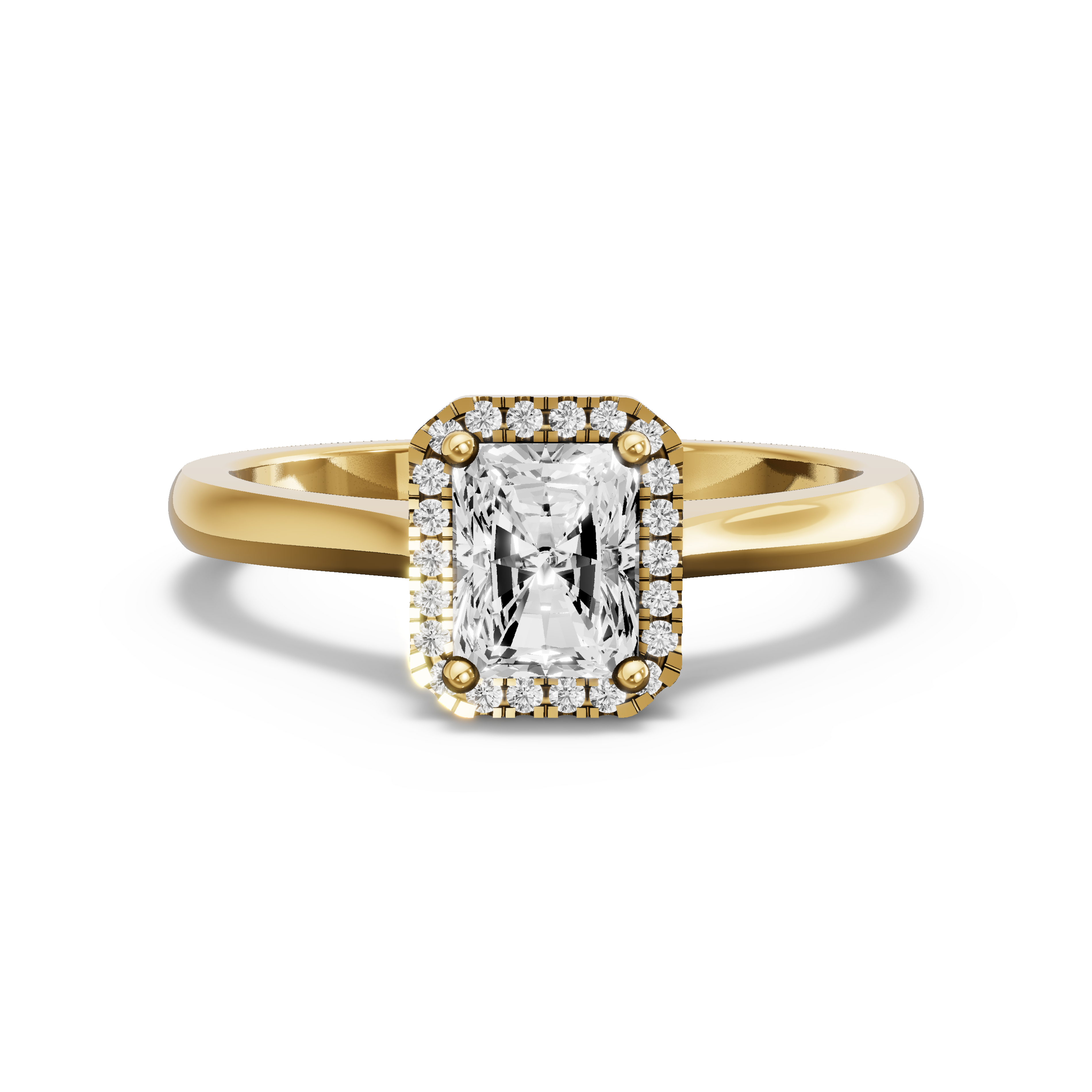 Image for Radiant Pave Halo Ring with Knife Edge Cathedral band in 10K White Gold