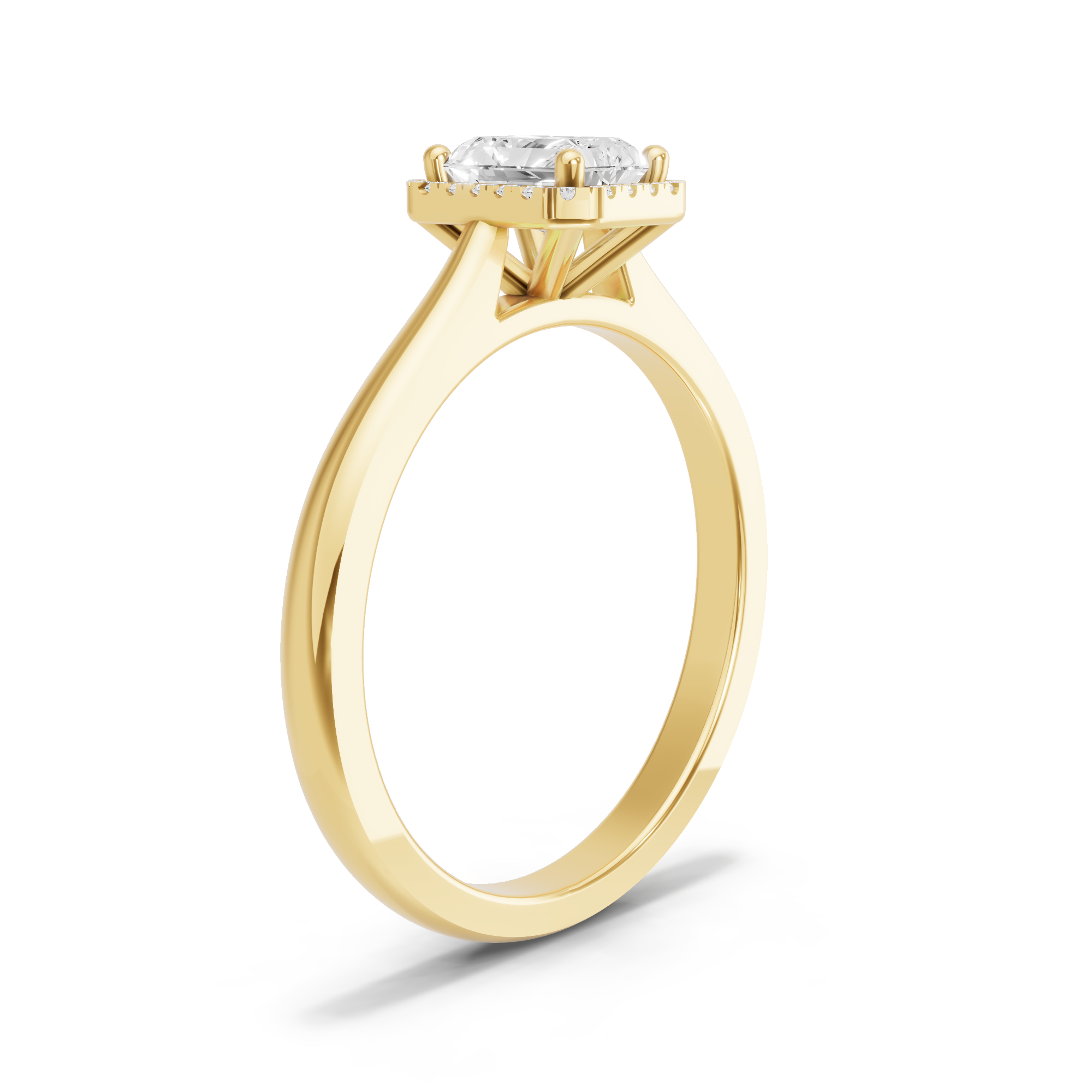 Image for Radiant Pave Halo Ring with Knife Edge Cathedral band