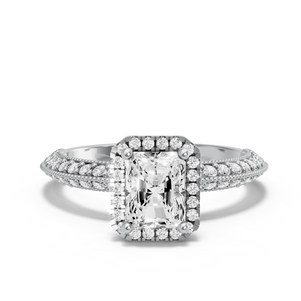 Image for Radiant Pave Halo Ring with Knife Edge Pave band