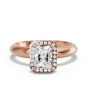 Image for Radiant Pave Halo Ring with Knife Edge Solitaire band
