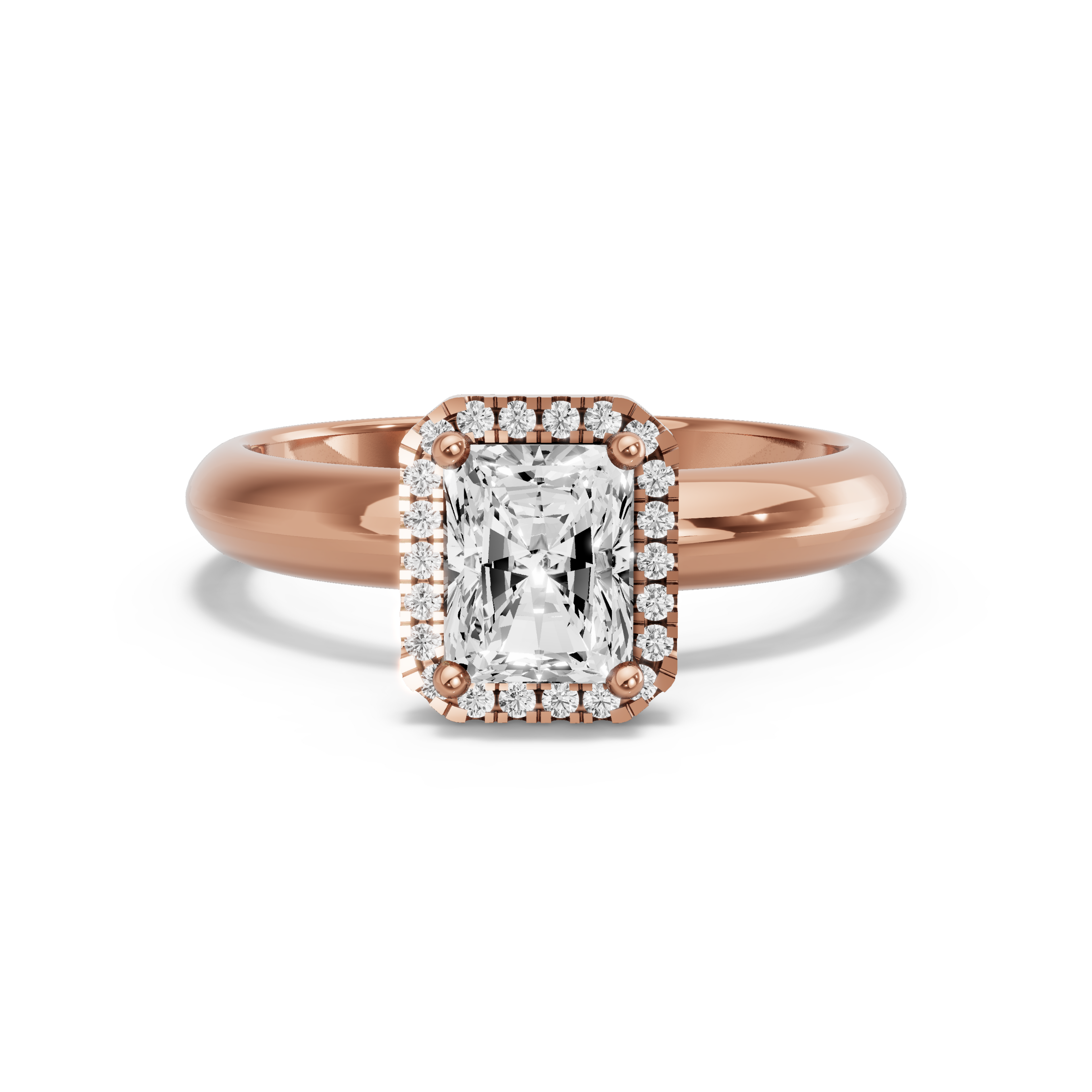 Image for Radiant Pave Halo Ring with Knife Edge Solitaire band in 18K Yellow Gold