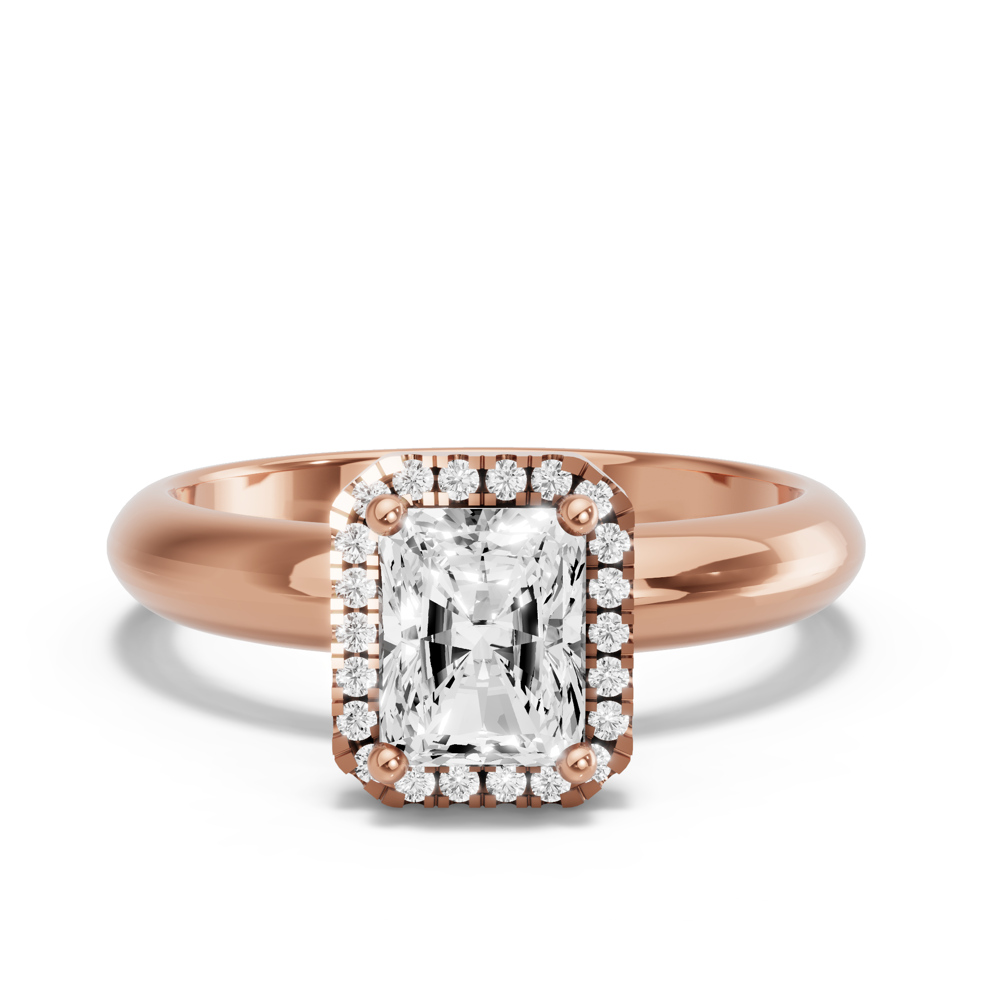 Image for Radiant Pave Halo Ring with Knife Edge Solitaire band