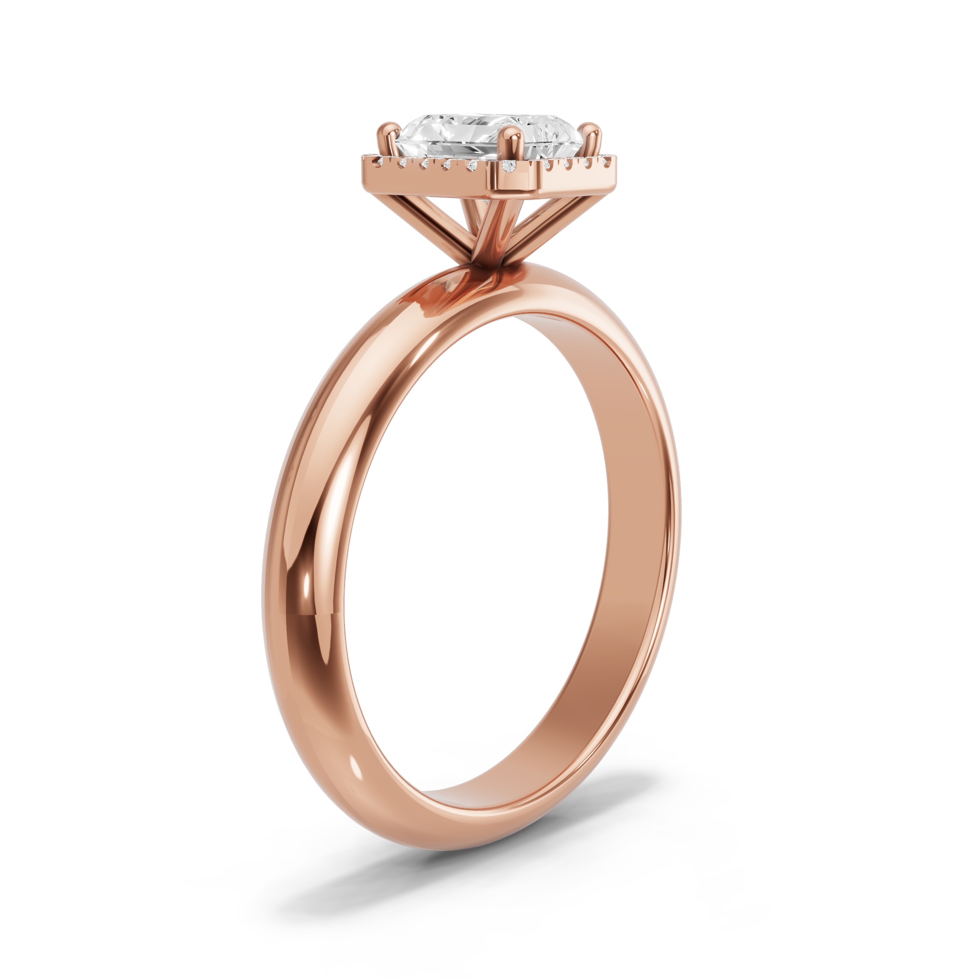 Image for Radiant Pave Halo Ring with Knife Edge Solitaire band