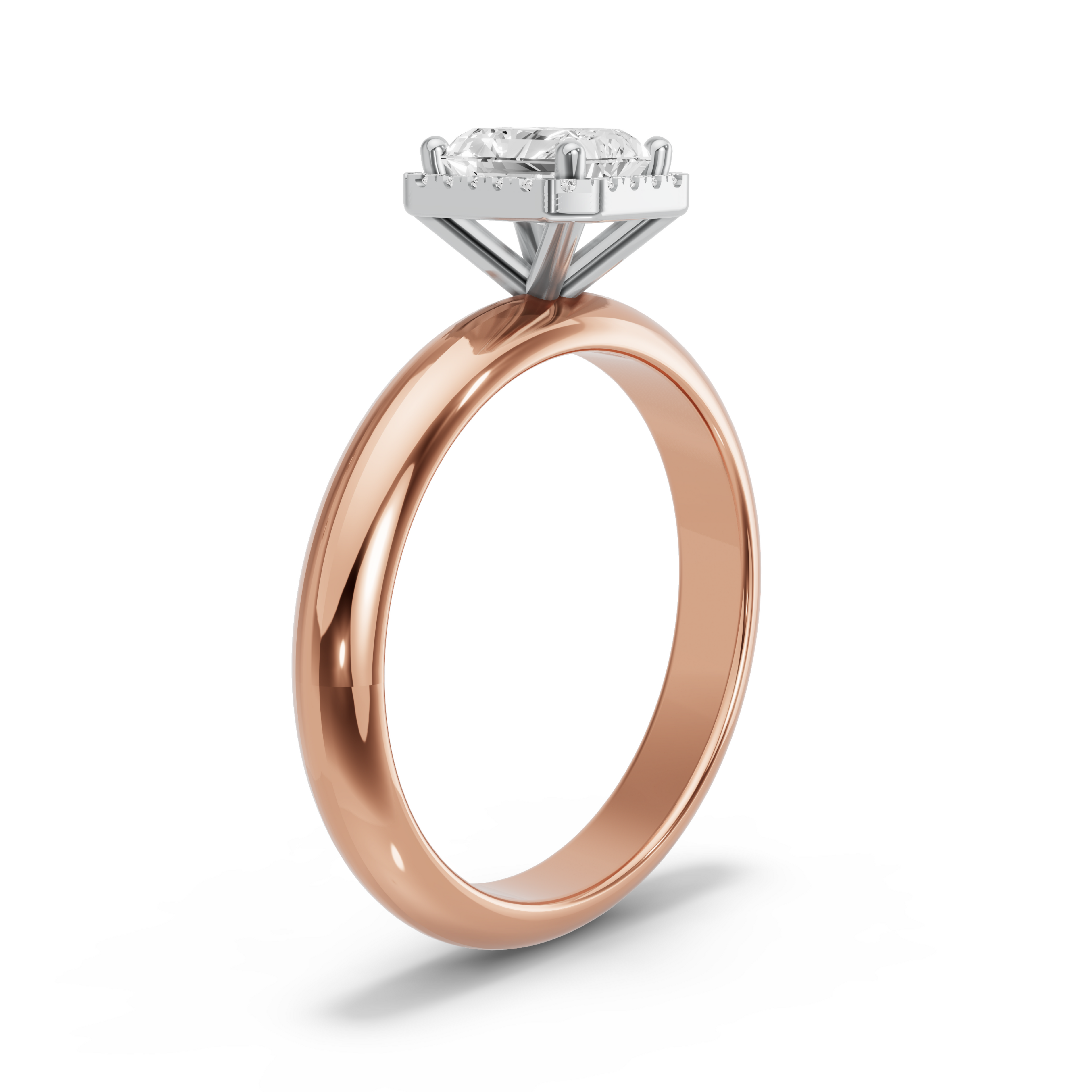 Image for Radiant Pave Halo Ring with Knife Edge Solitaire band