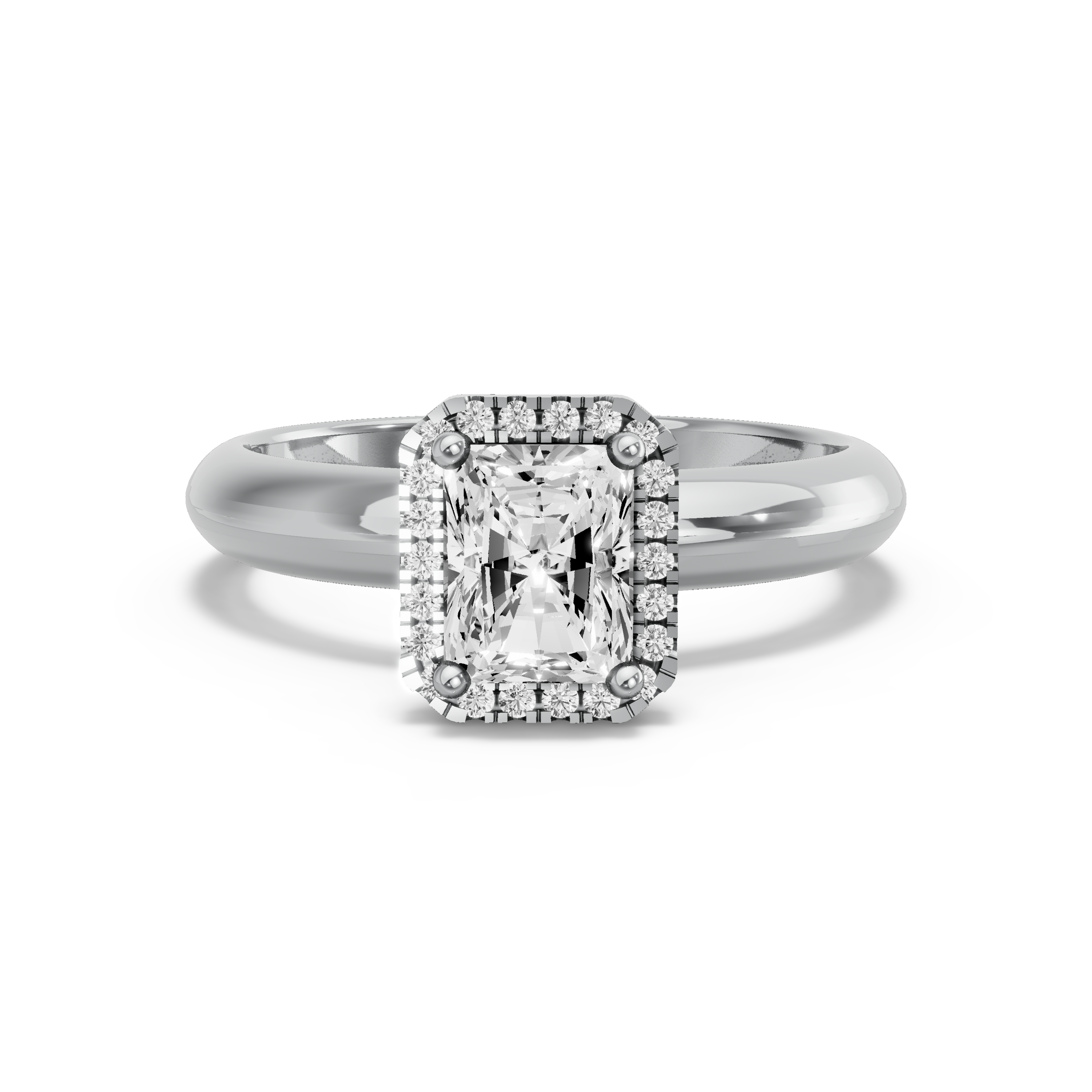 Image for Radiant Pave Halo Ring with Knife Edge Solitaire band in 10K Two Tone Rose Gold