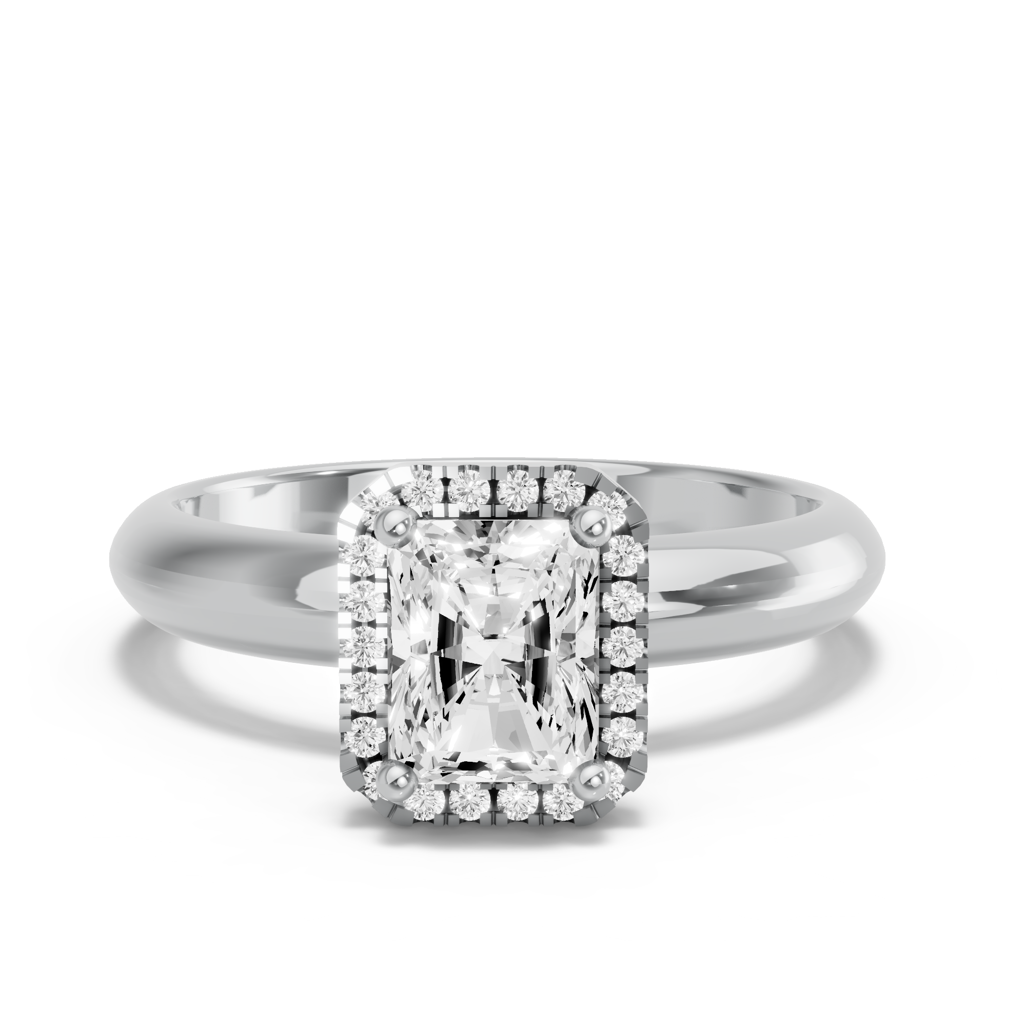 Image for Radiant Pave Halo Ring with Knife Edge Solitaire band