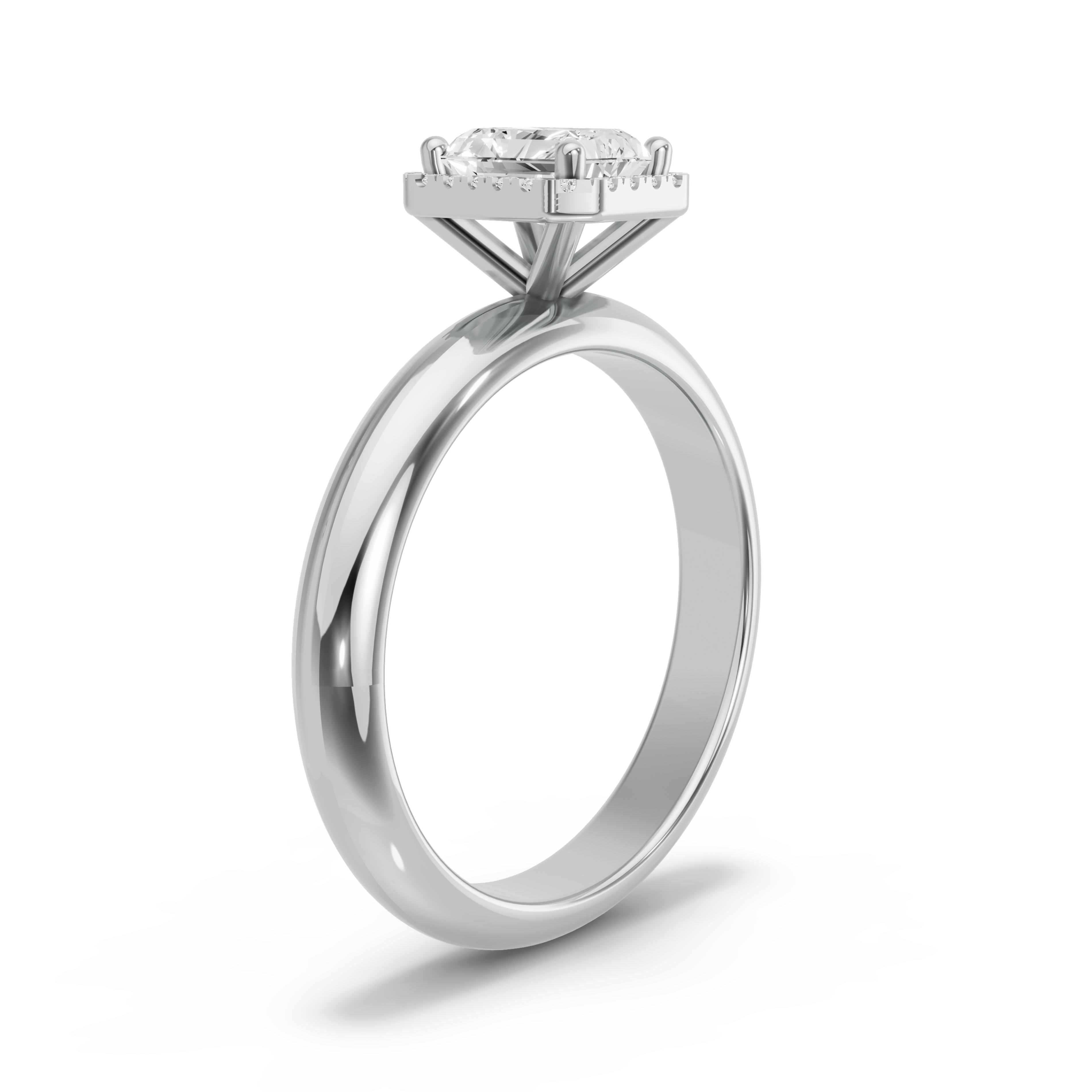 Image for Radiant Pave Halo Ring with Knife Edge Pave band in 950 Platinum