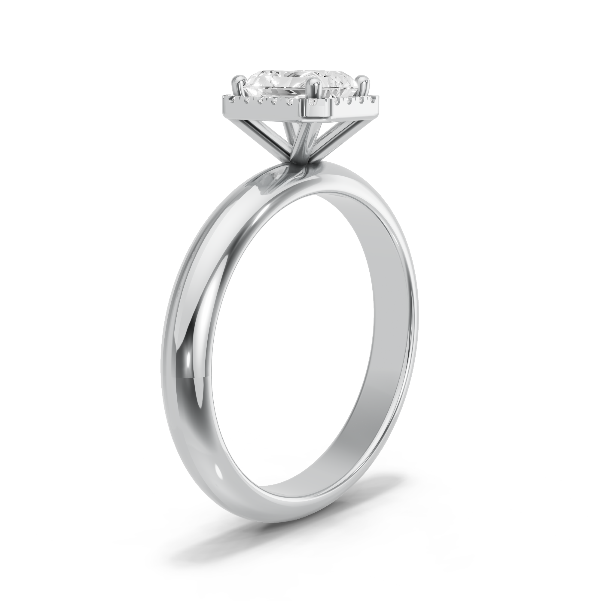 Image for Radiant Pave Halo Ring with Knife Edge Solitaire band