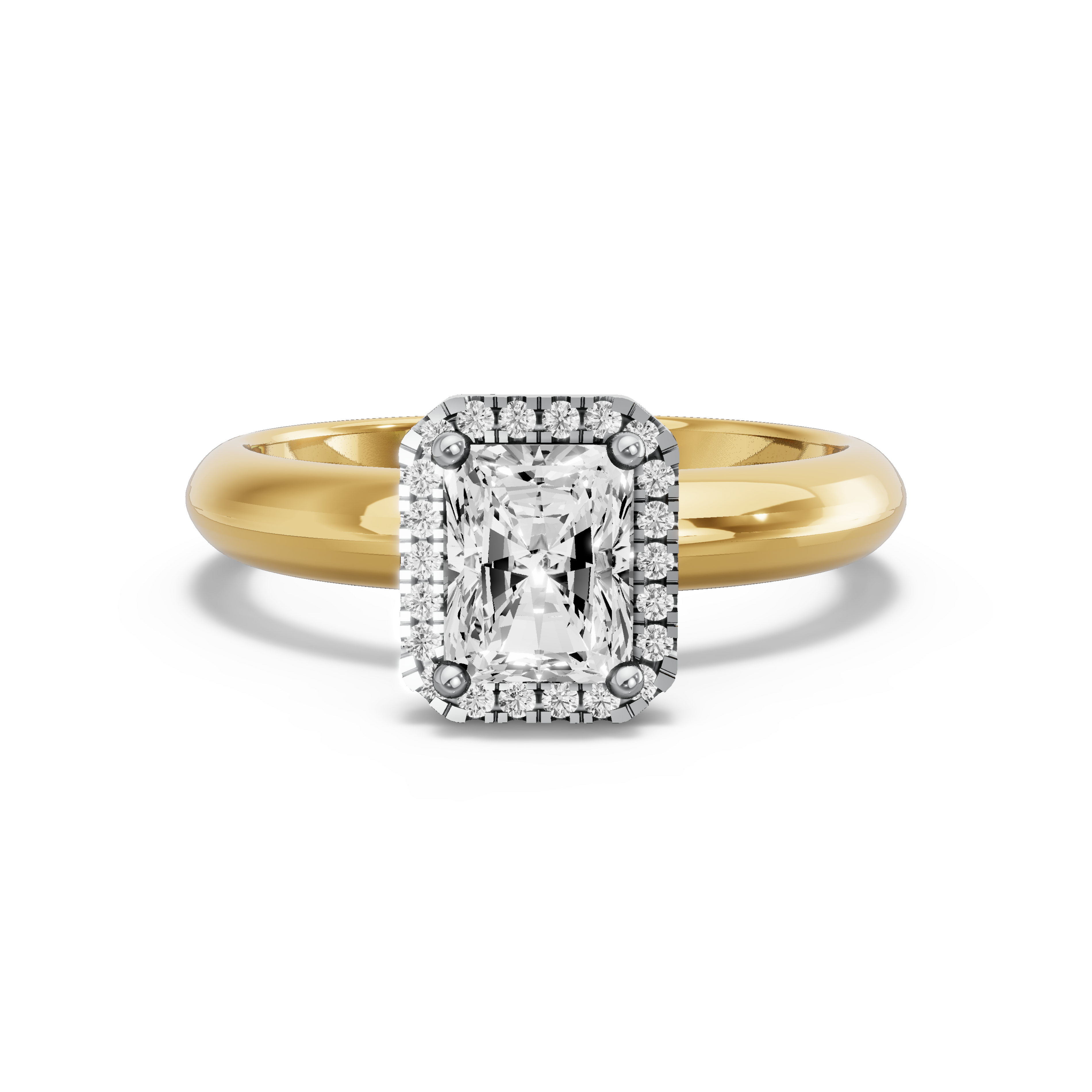 Image for Radiant Pave Halo Ring with Knife Edge Solitaire band