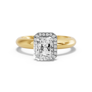 Image for Radiant Pave Halo Ring with Knife Edge Solitaire band in 14K Two Tone Yellow Gold